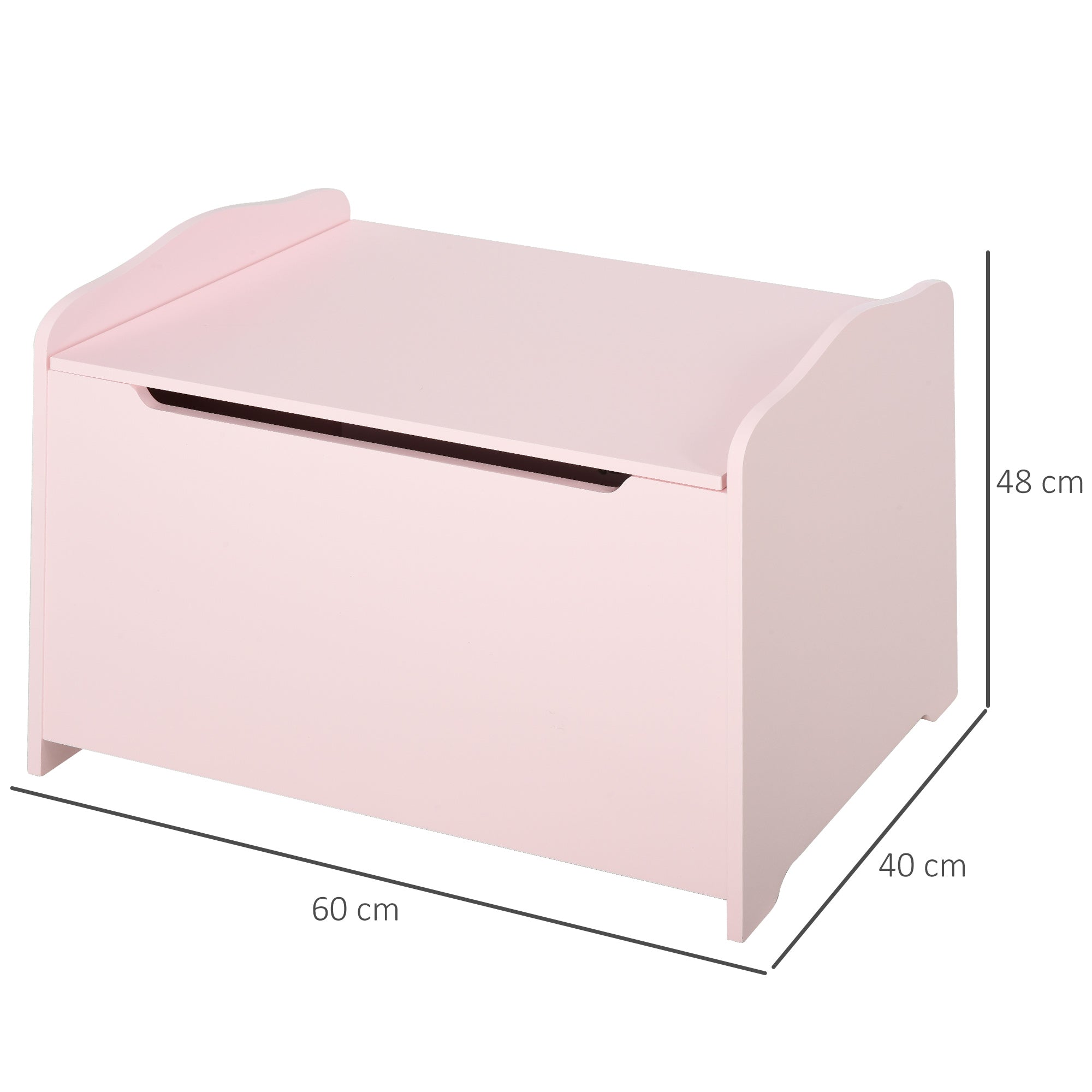 Children's Toy Chests Toy Box Storage Trunk dim. 60L x 40W x 48H cm pneumatic strut MDF pink