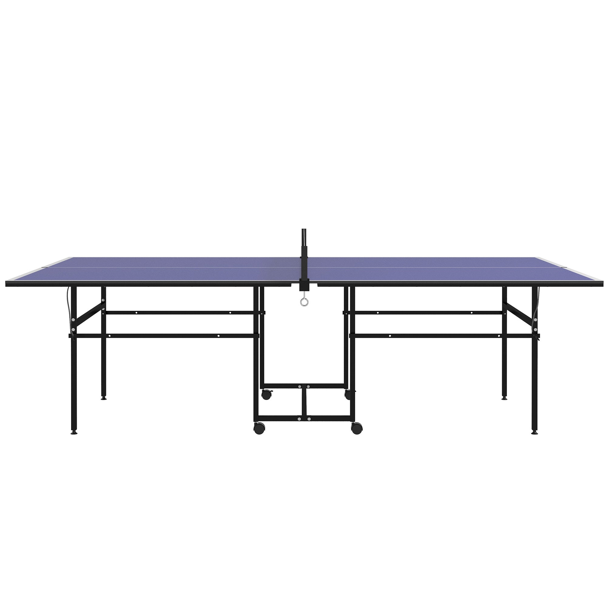 SPORTNOW Table Tennis Table, Folding Quarter Table Tennis Table with Wheels, Table Tennis Set with 2 Table Tennis Paddles, 3 Balls, Outdoor Indoor Steel, Blue, 274 x 152.5 x 75.5 cm