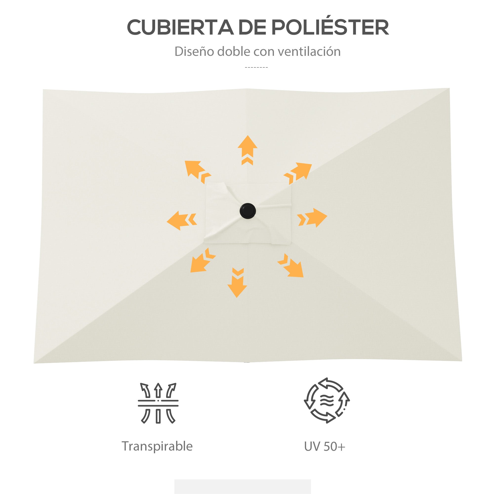 Outdoor Terrace Umbrella 3x2 m Patio Umbrella with Adjustable Angle Aluminum Mast and UV 50+ Protection Umbrella for Garden Patio Beige