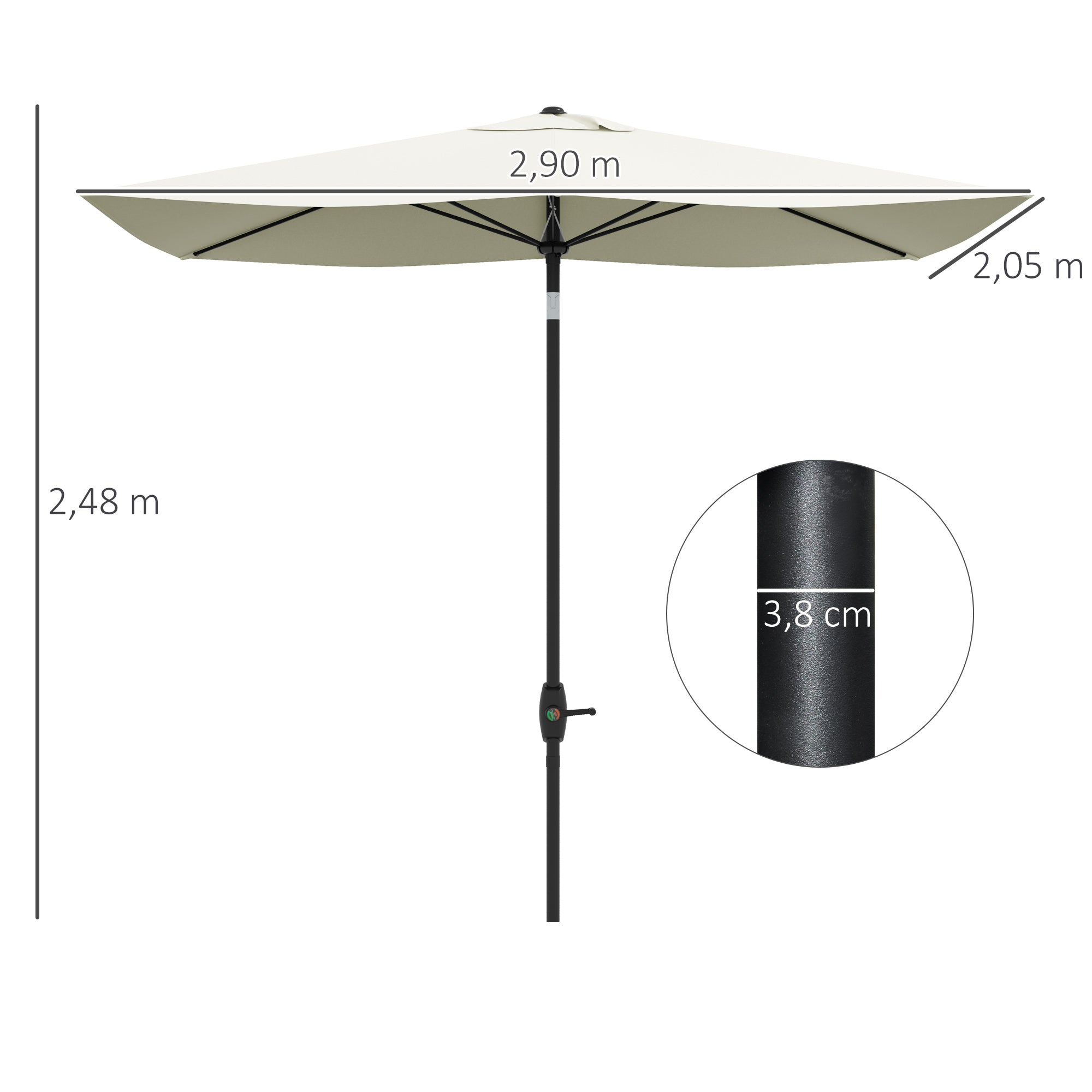 Outdoor Terrace Umbrella 3x2 m Patio Umbrella with Adjustable Angle Aluminum Mast and UV 50+ Protection Umbrella for Garden Patio Beige