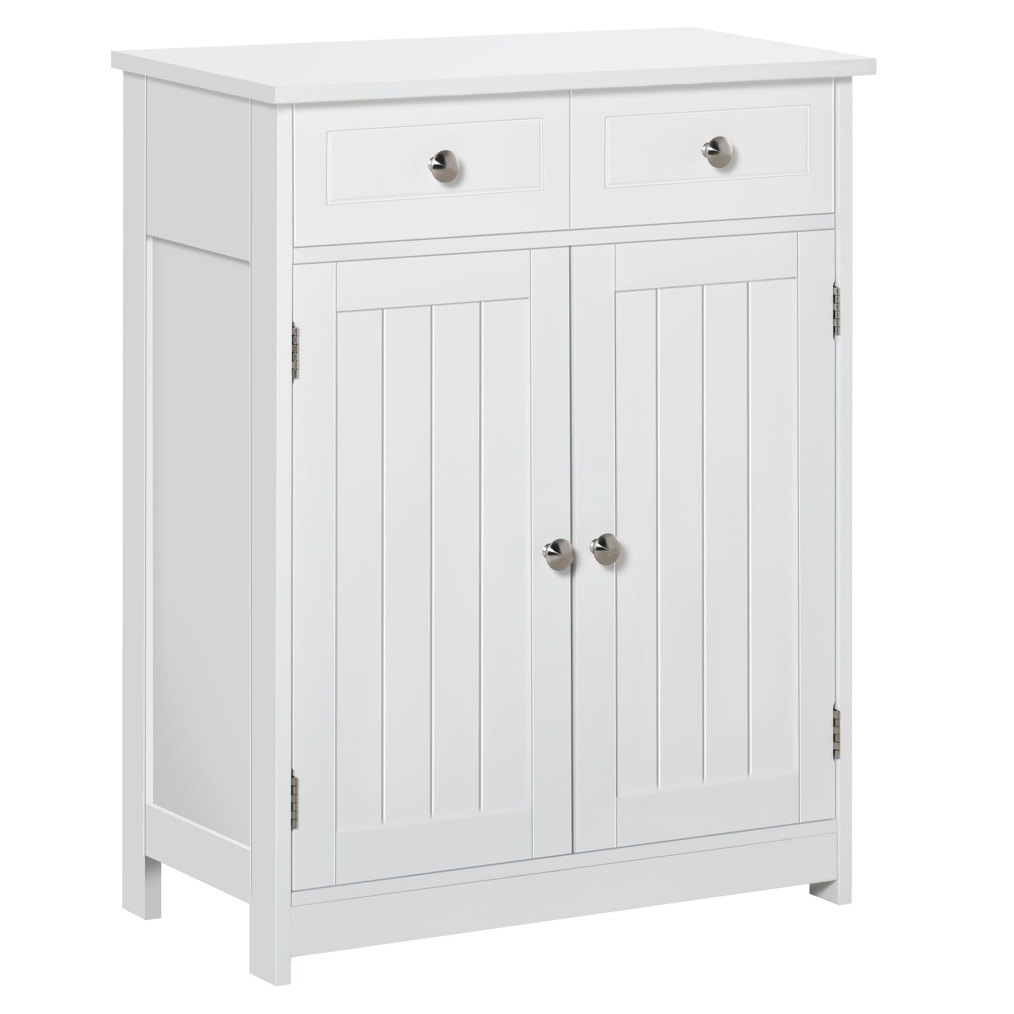 Bathroom Storage Cabinet Bathroom Cabinet with 2 Drawers 2 Doors and Adjustable Shelf Modern Style for Shower Bedroom 60x30x75 cm White