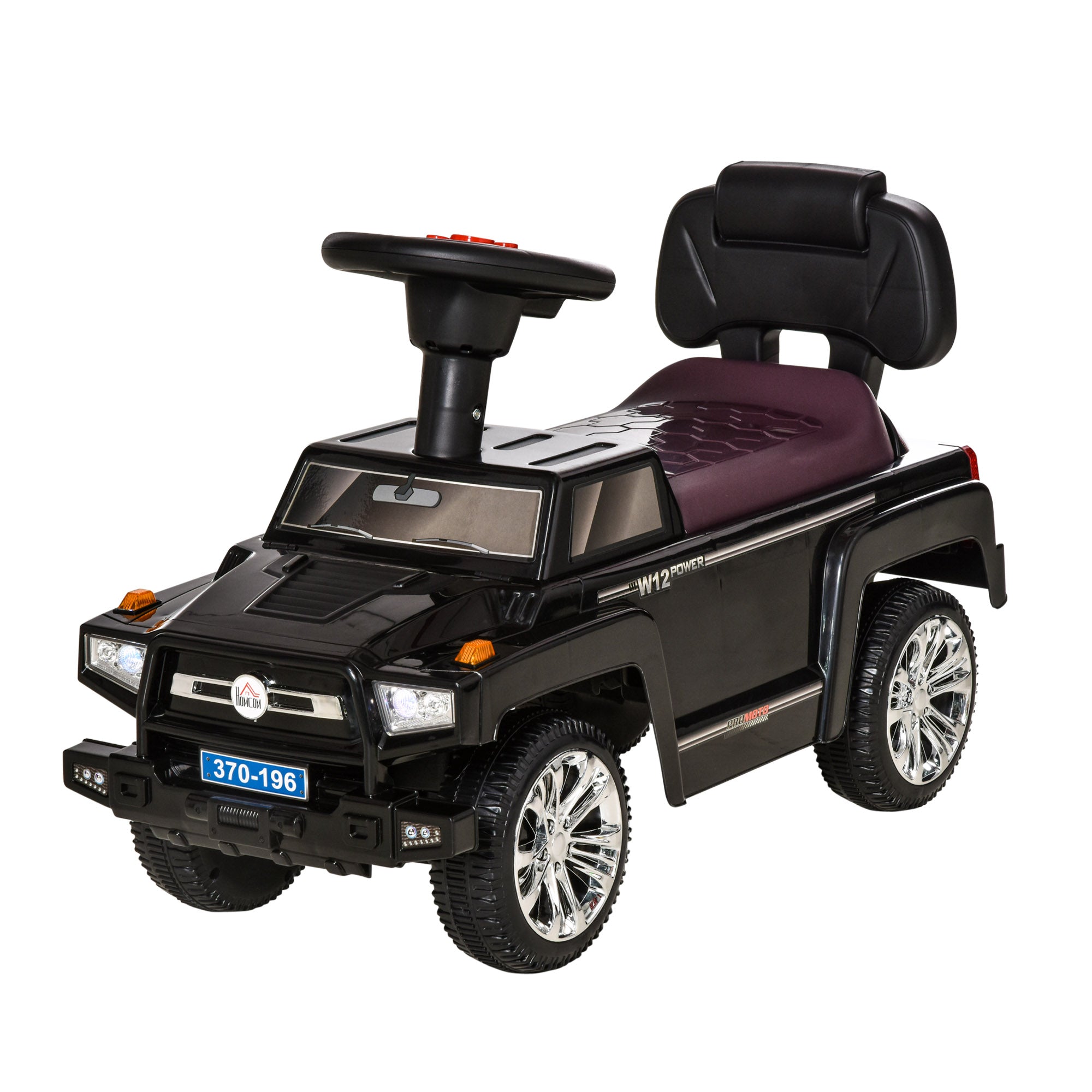 Off-Road Ride-On Toy Car for Children, Kids Car with Lights and Music, Age 18-36 Months, 68x30.5x41.5cm, Black