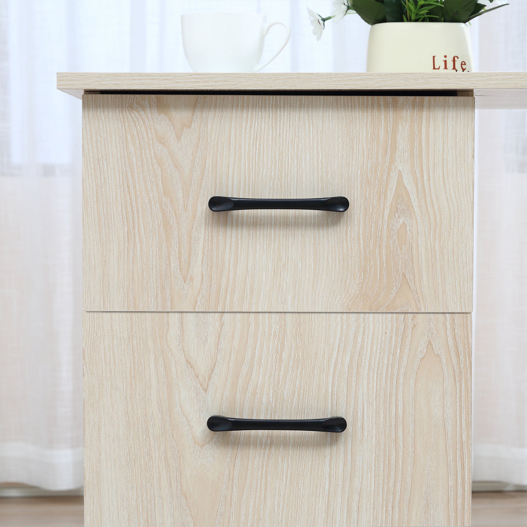 Desk with Storage, Computer Table 120 x 50 cm, Computer Desk with Shelves and Drawers, for Small Spaces, Bedroom, Natural Wood