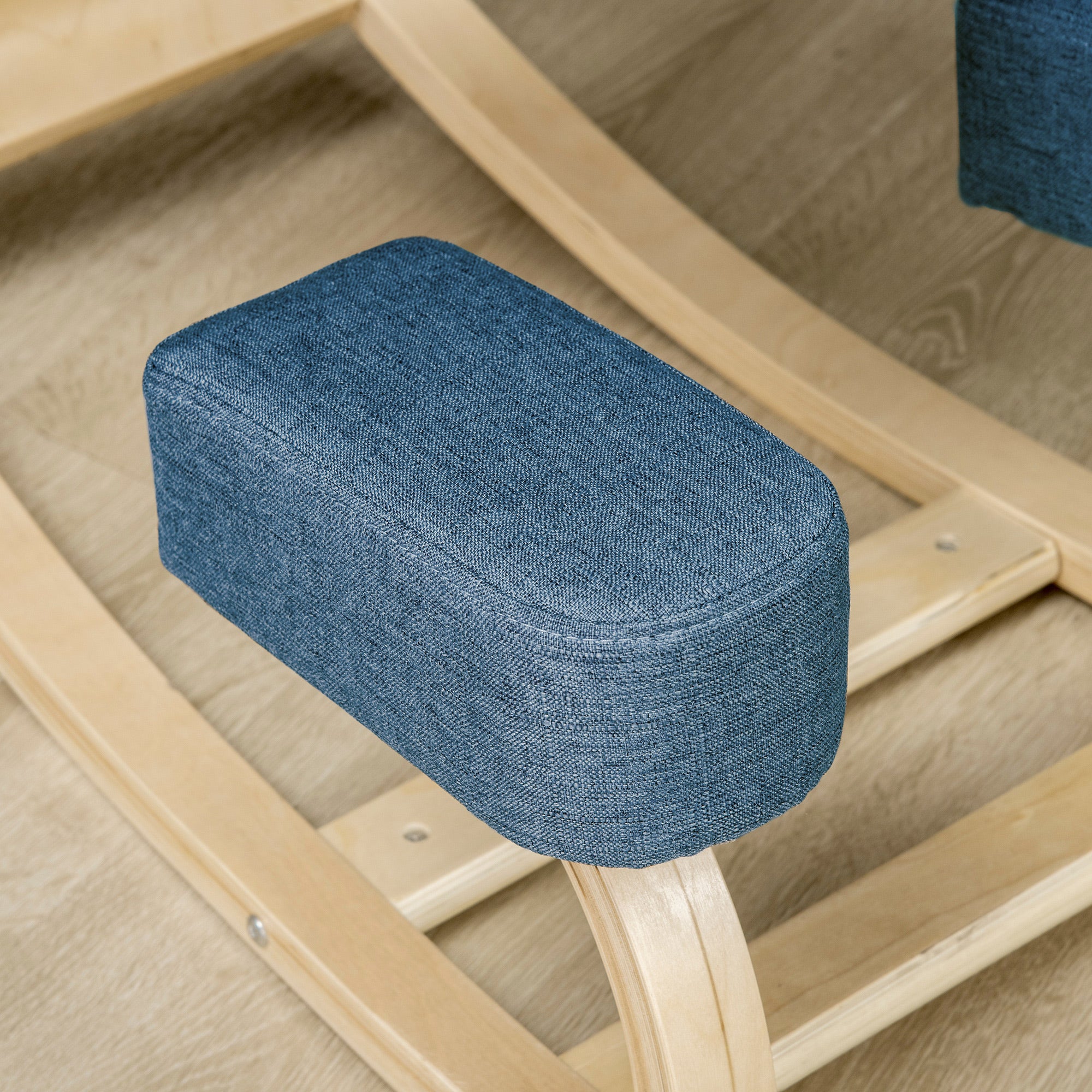 Ergonomic Kneeling Chair in Birch Wood, Posture Chair with Foam and Polyester Cushion for Home and Office, Blue