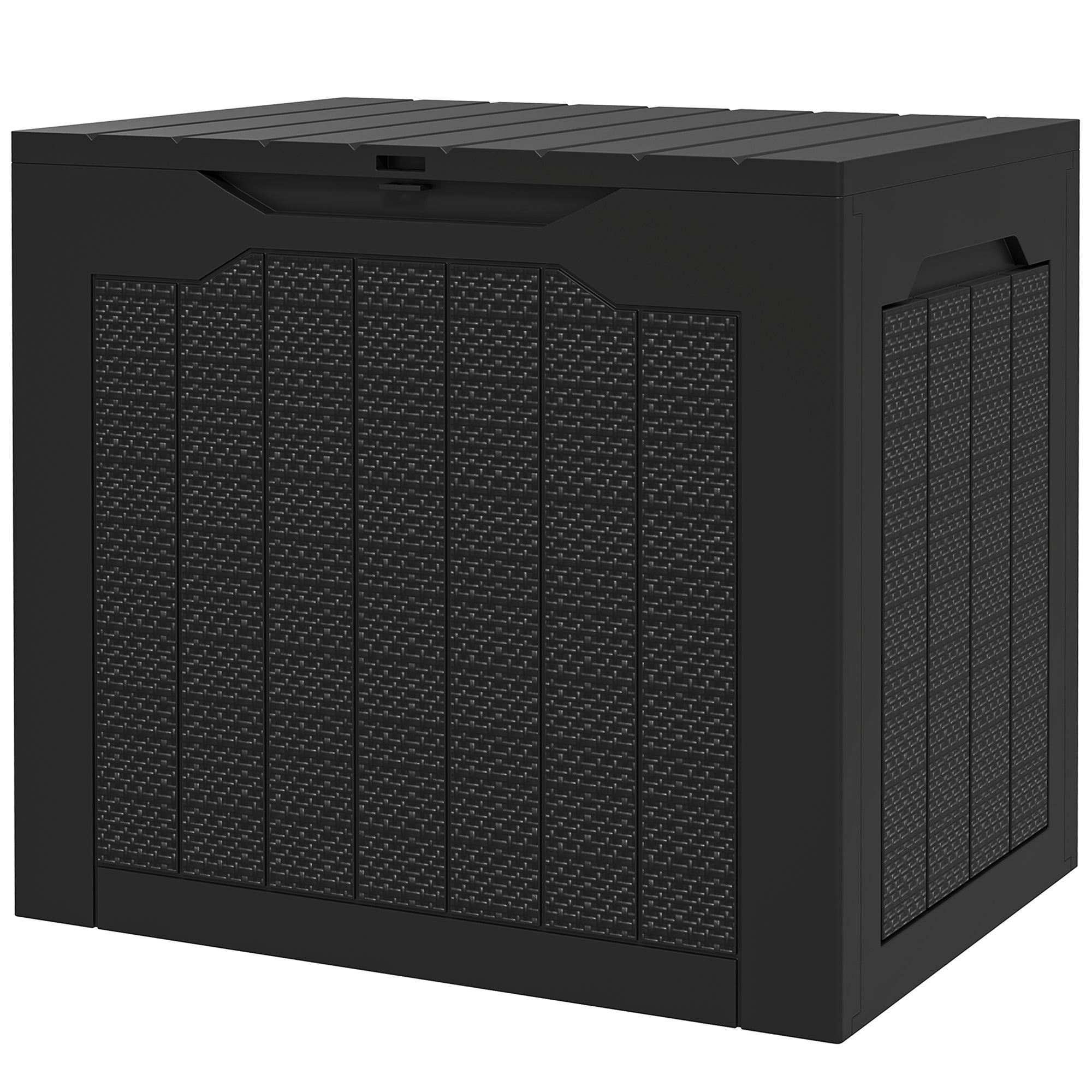 Garden Storage Box 93L with Recessed Handles, Waterproof Outdoor Box for Garden and Patio Storage, 56 x 41 x 50 cm, Black