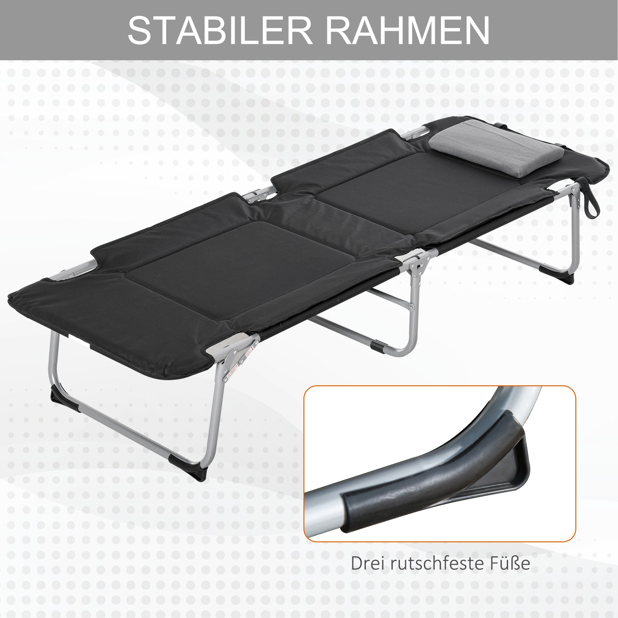 Folding Camp Bed Camping Bed with Pillow Carry Bag 183 x 66 x 33 cm Guest Bed up to 114 kg Camping Cot for Adults Folding Bed for Indoor, Outdoor, Garden Camping Travel Black