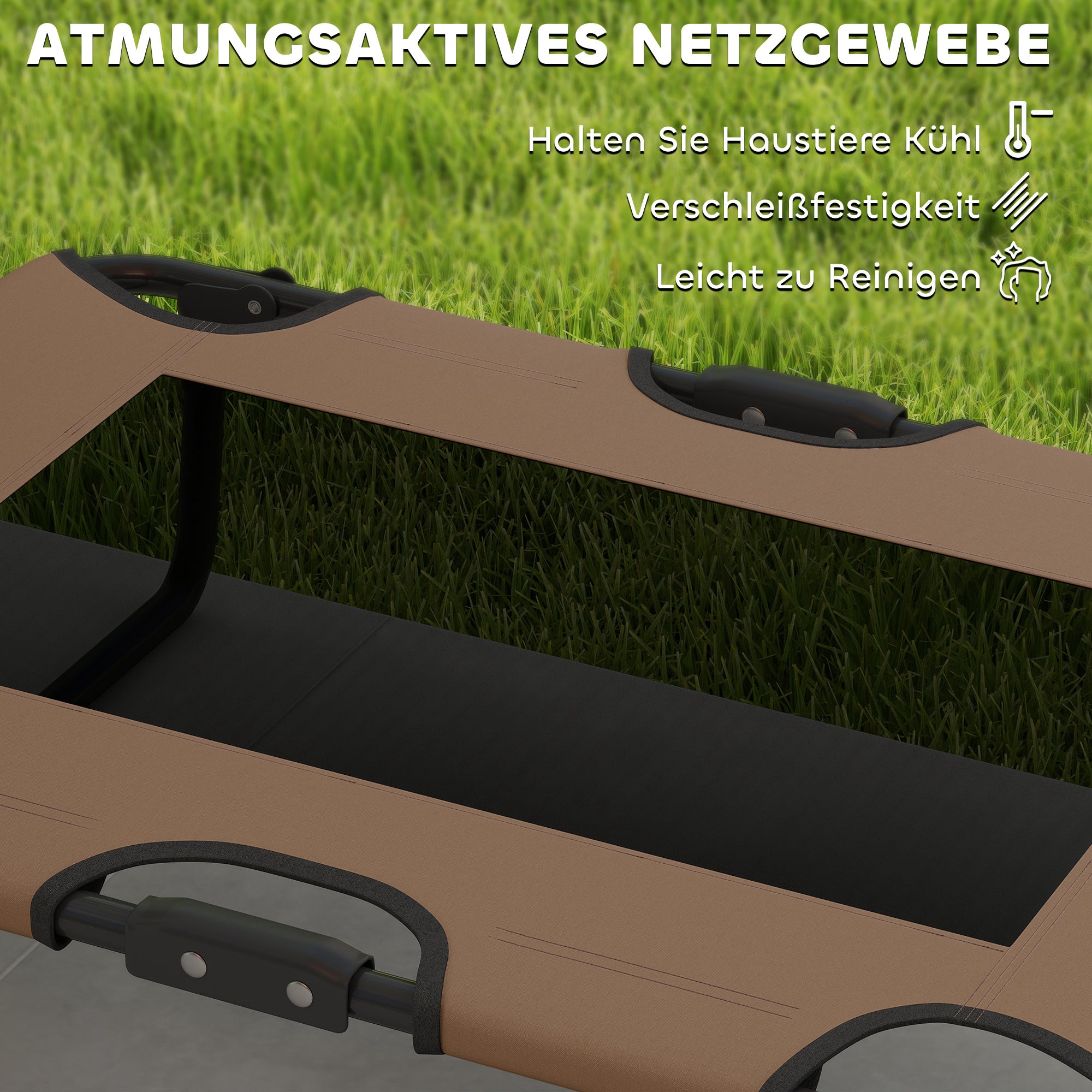 Elevated Dog Bed Foldable Pet Bed, Outdoor Dog Lounger with Mesh Design, Breathable, for Small and Medium Dogs Coffee Oxford 75 x 51 x 18 cm