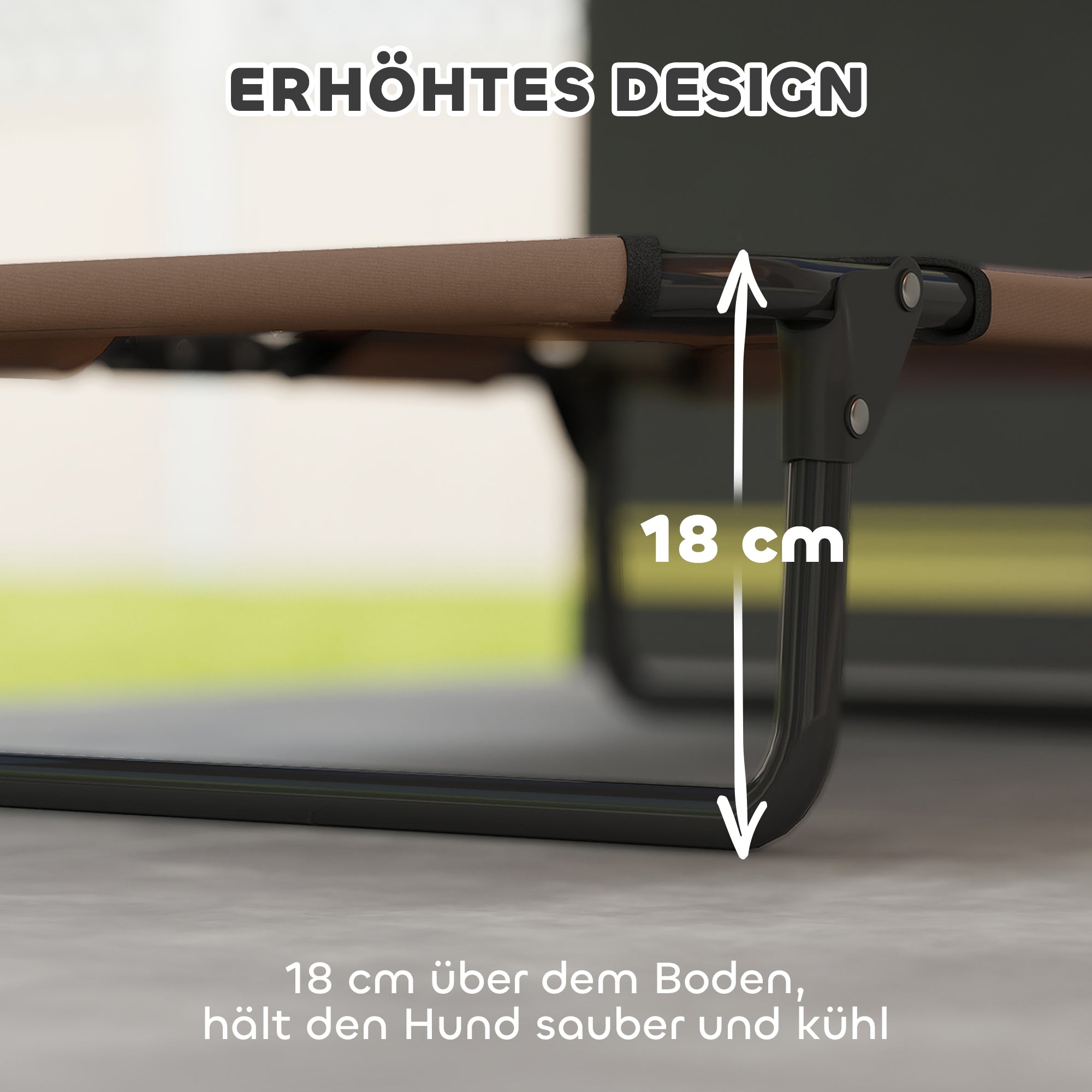 Elevated Dog Bed Foldable Pet Bed, Outdoor Dog Lounger with Mesh Design, Breathable, for Small and Medium Dogs Coffee Oxford 75 x 51 x 18 cm