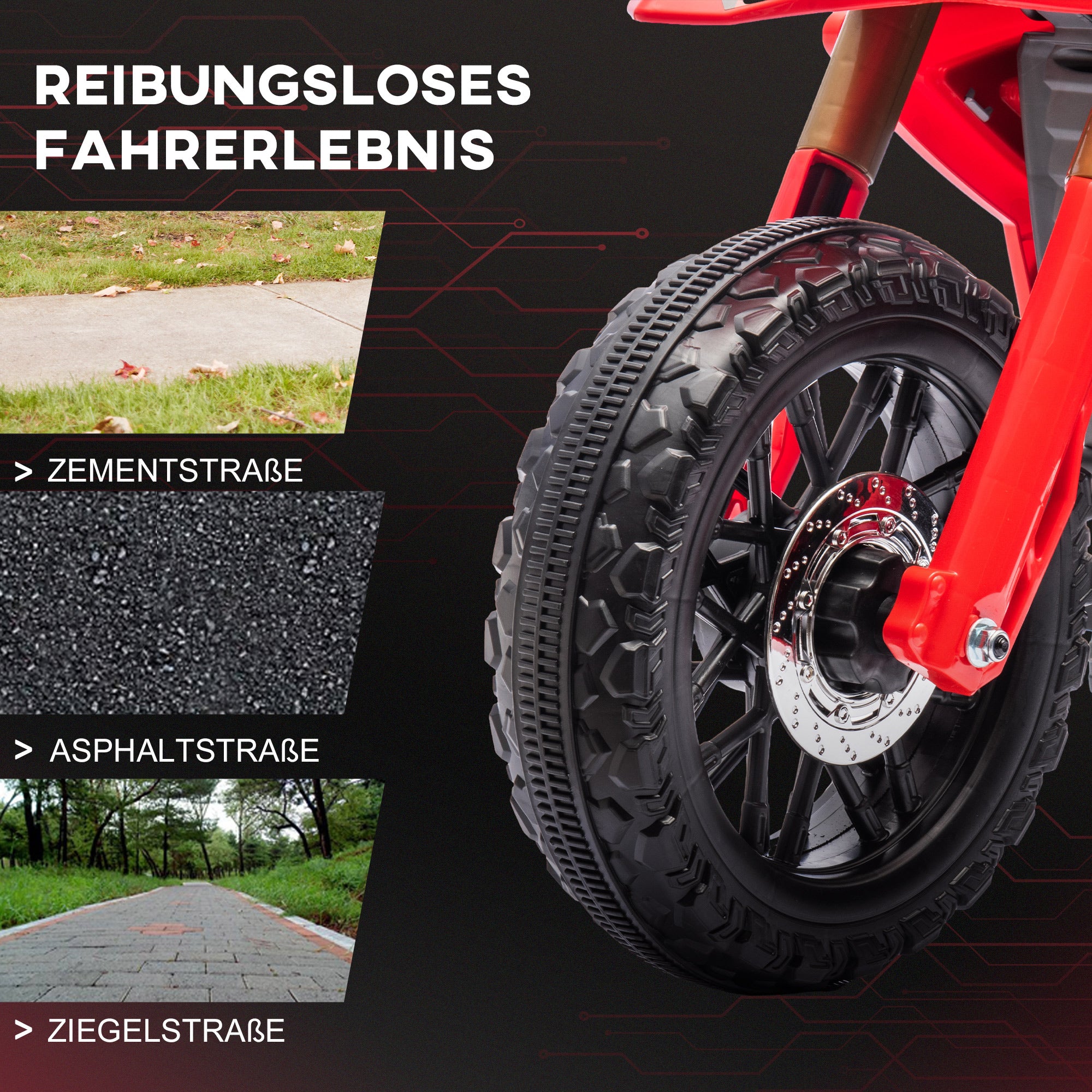 12V Electric Kids' Motorbike, Children's Motorcycle with Training Wheels, up to 3 km/h, Electric Motorcycle with Horn and Start Sound, Kids' Vehicle for 3-8 Years Kids, max. 30 kg, Red