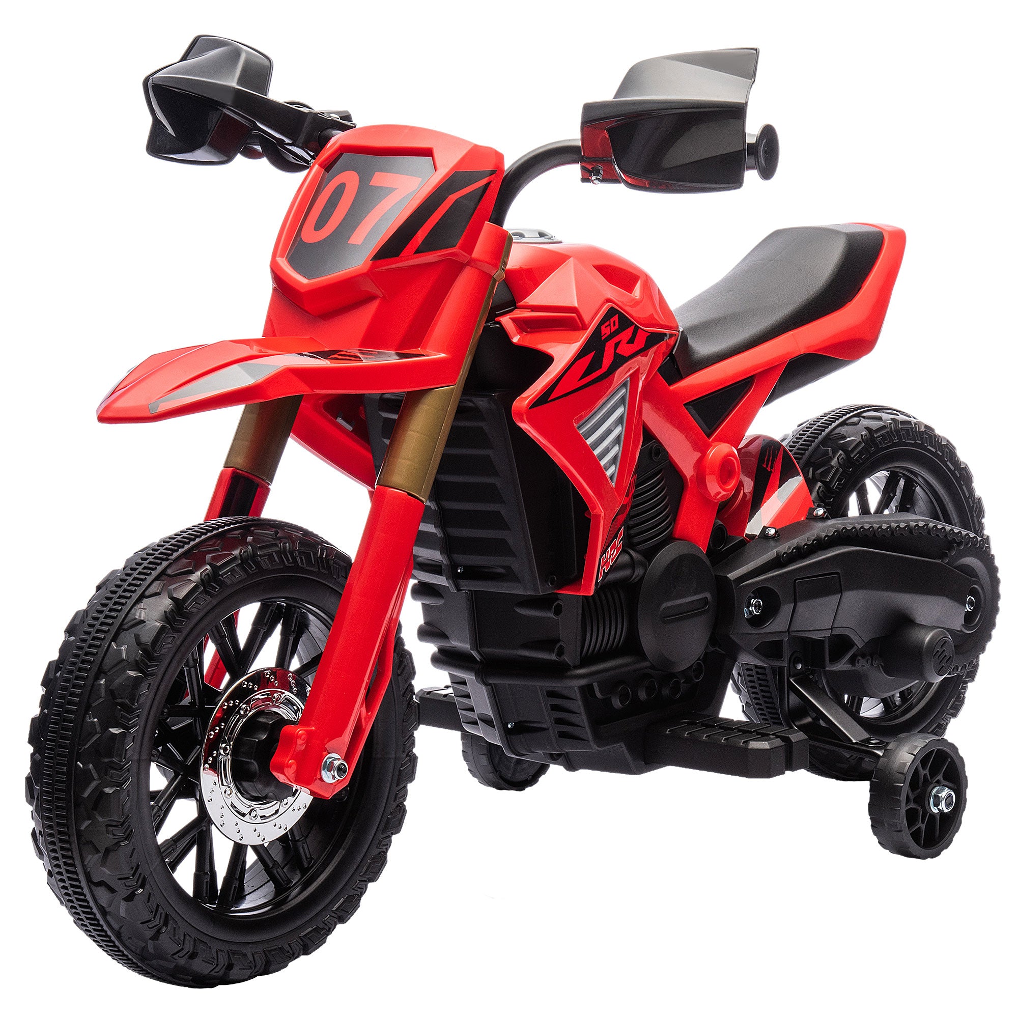 12V Electric Kids' Motorbike, Children's Motorcycle with Training Wheels, up to 3 km/h, Electric Motorcycle with Horn and Start Sound, Kids' Vehicle for 3-8 Years Kids, max. 30 kg, Red