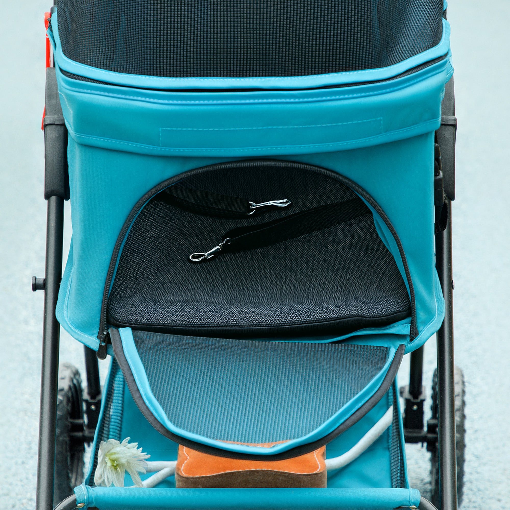 Dog Stroller 3 in 1 Dog Buggy Foldable for Dogs & Cats up to 4 kg Cat Stroller with Cushion Mesh Windows Cup Holder Storage Basket Cat Carrier Buggy Turquoise