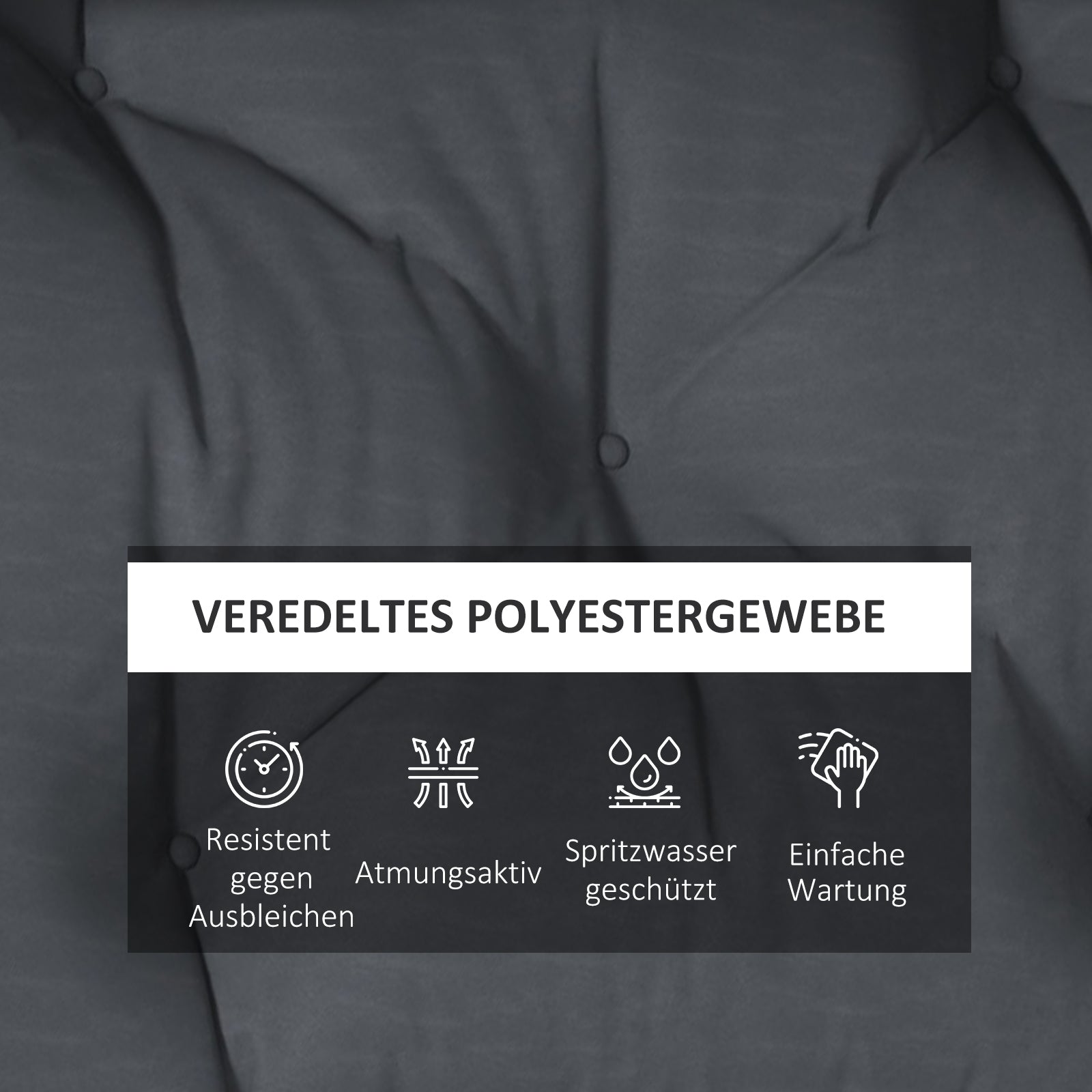 2 Seater Pallet Cushion 120cm x 60cm x 15cm Bench Cushion Seat Cushion with UV Protection Padded Waterproof Garden Bench Cushion for Bench Dark Gray