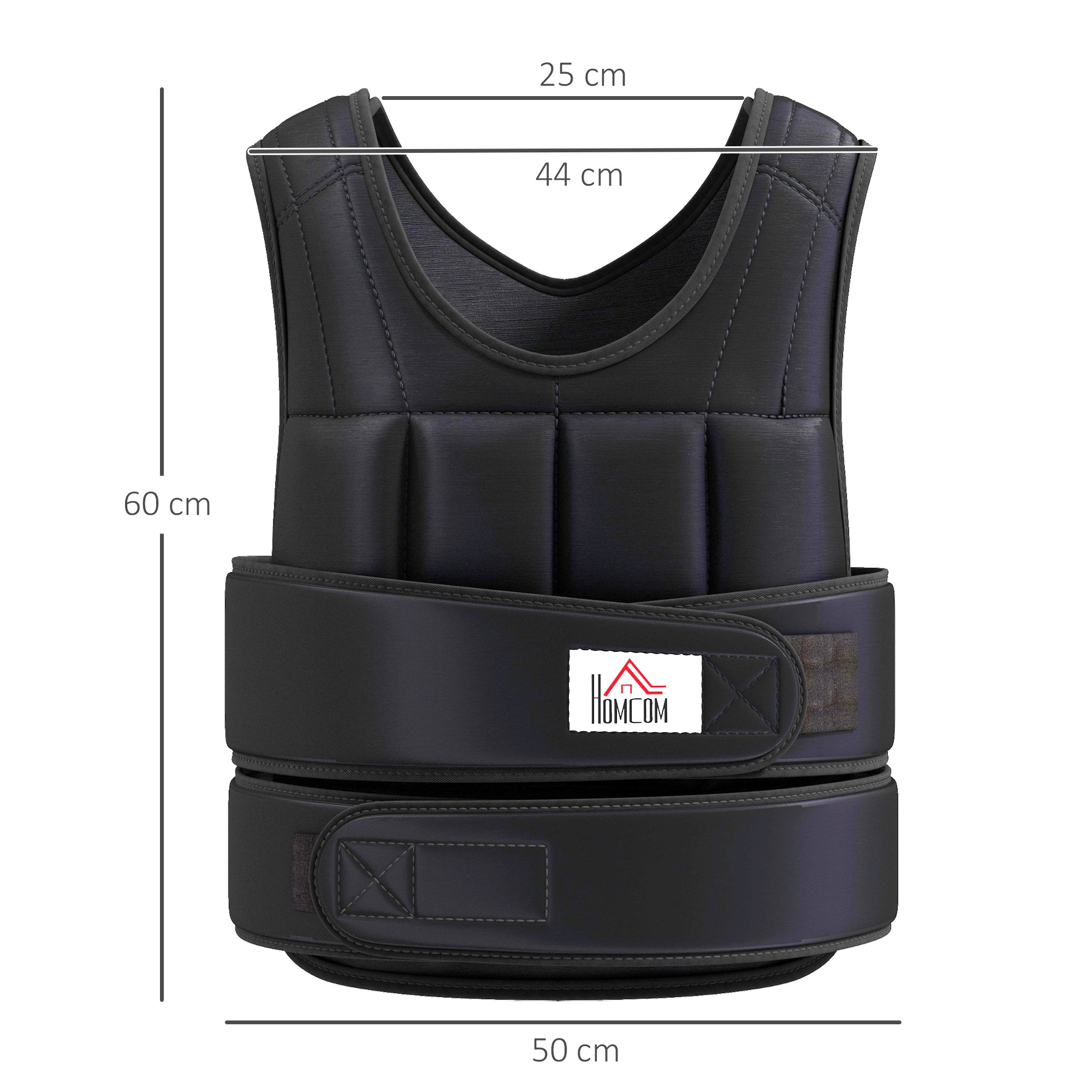 Adjustable Weighted Vest 20 Kg max. Removable Weight Oxford Fabric Exercise Boxing Black