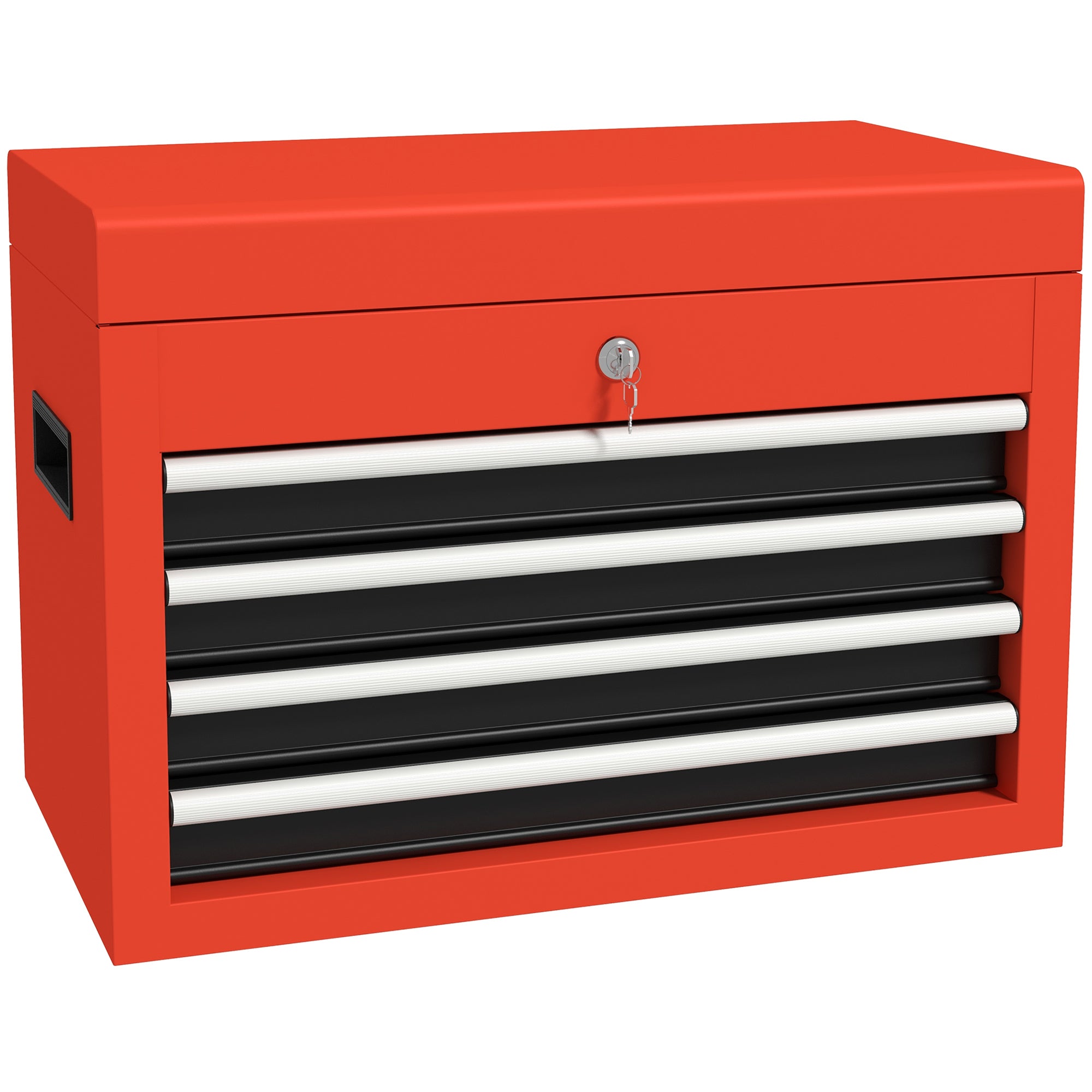 Tool Chest, Tool Box, Tool Box without Tools, Tool Chest with 4 Drawers, Lock, Steel, Red, 45 x 24.5 x 32.5 cm