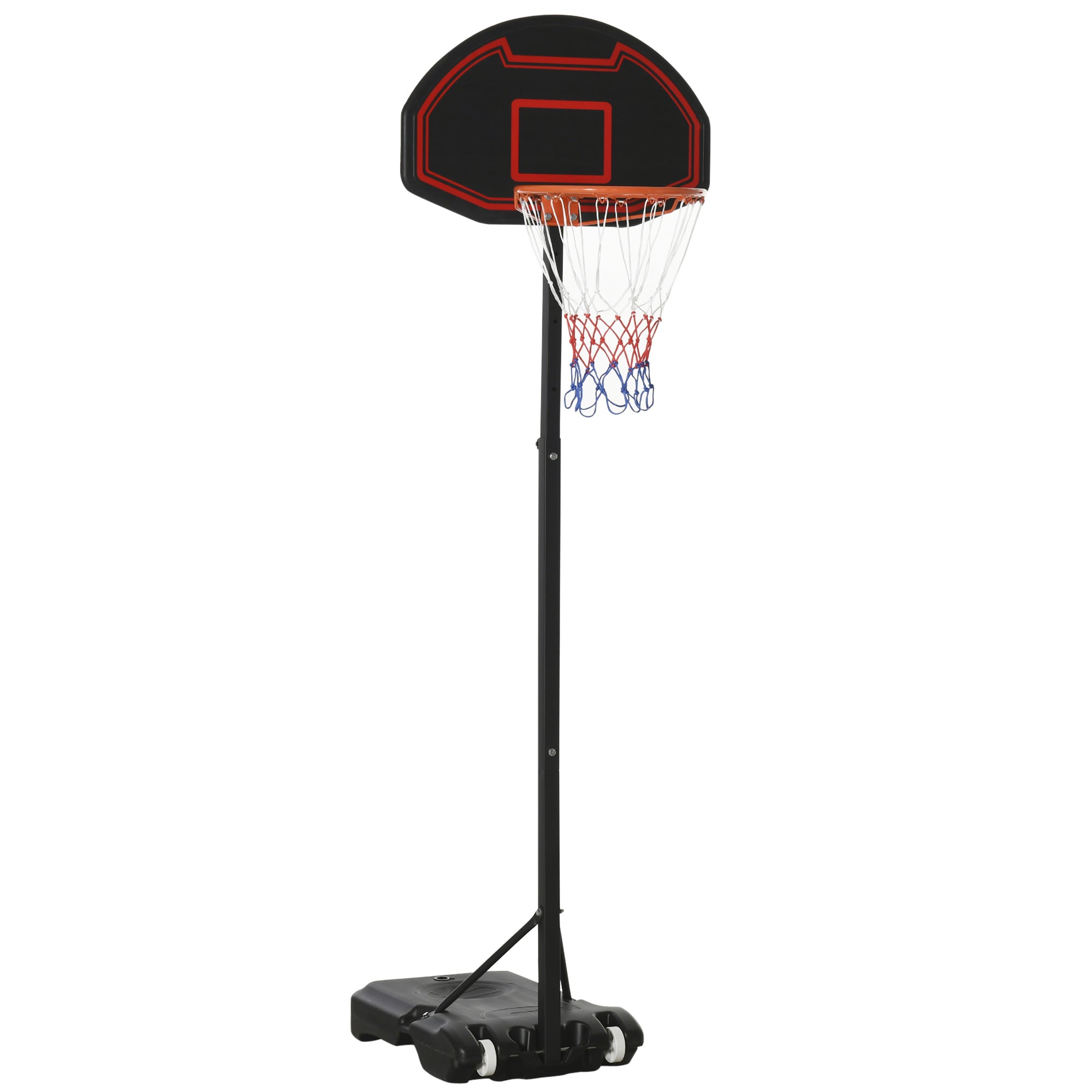 Basketball Hoop with Wheels 73x49cm Backboard, Mobile Basketball Hoop with Stand, Adjustable Hoop Height 155 to 210 cm, Basketball System for Kids Youths, Indoor and Outdoor Use
