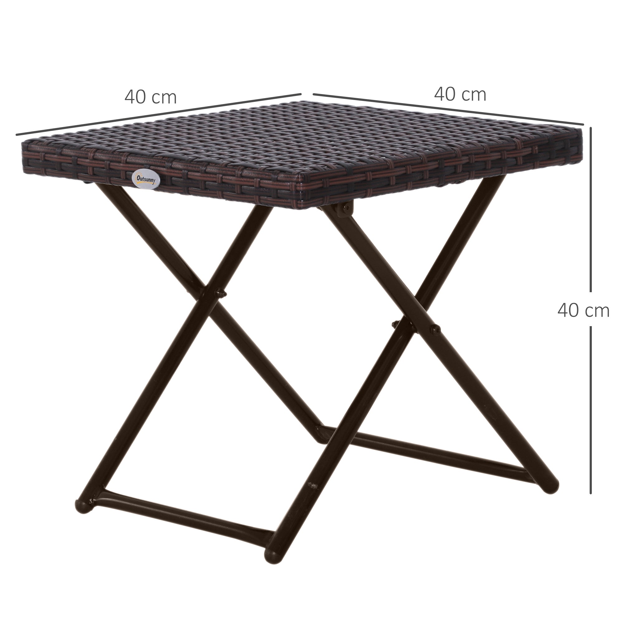 Side Table made of Poly Rattan Folding Coffee Table Couch Table Tray Balcony Table Garden Table Sofa Table Tea Table Garden Furniture Rattan Table for Garden Terrace Balcony, 40x40x40cm Brown