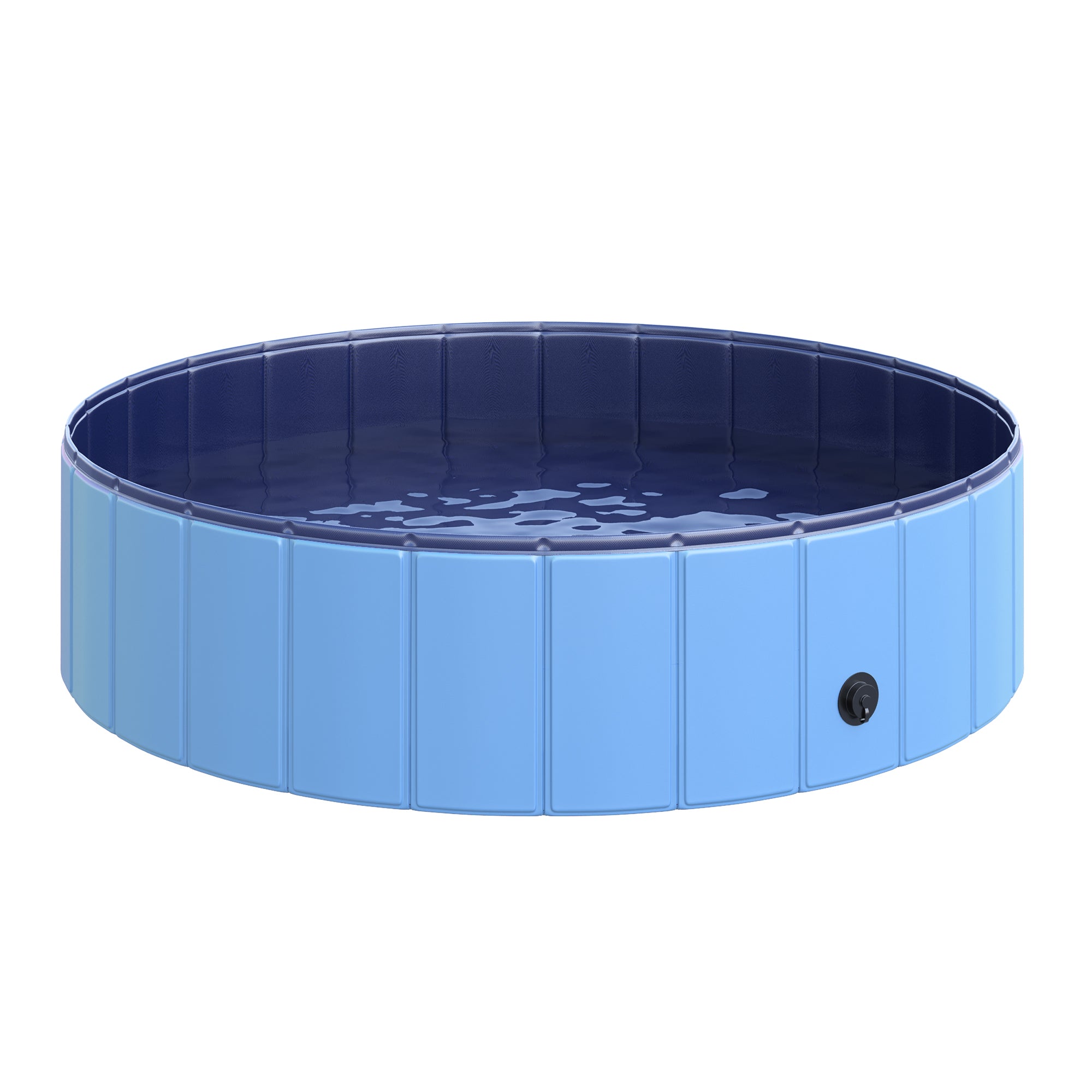 Foldable Dog Bath Tub Dog Pool Paddling Pool Swimming Pool Water Basin for Dogs and Cats Swimming Pool Plastic+Wood Blue Ø120 x H30 cm