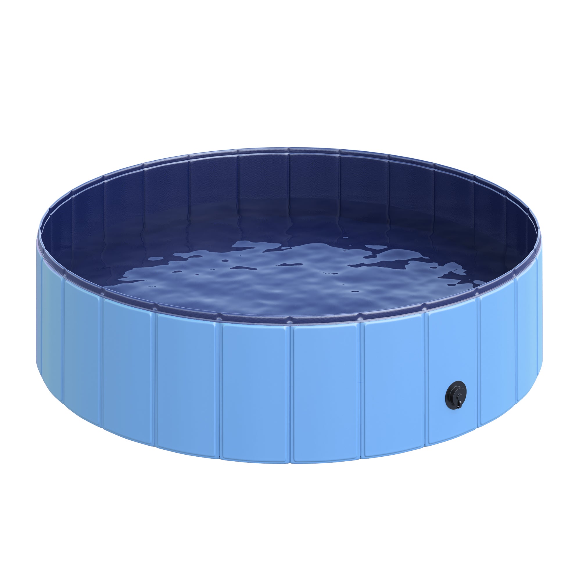 Foldable Dog Bath Tub Dog Pool Paddling Pool Swimming Pool Water Basin for Dogs and Cats Swimming Pool Plastic+Wood Blue Ø120 x H30 cm