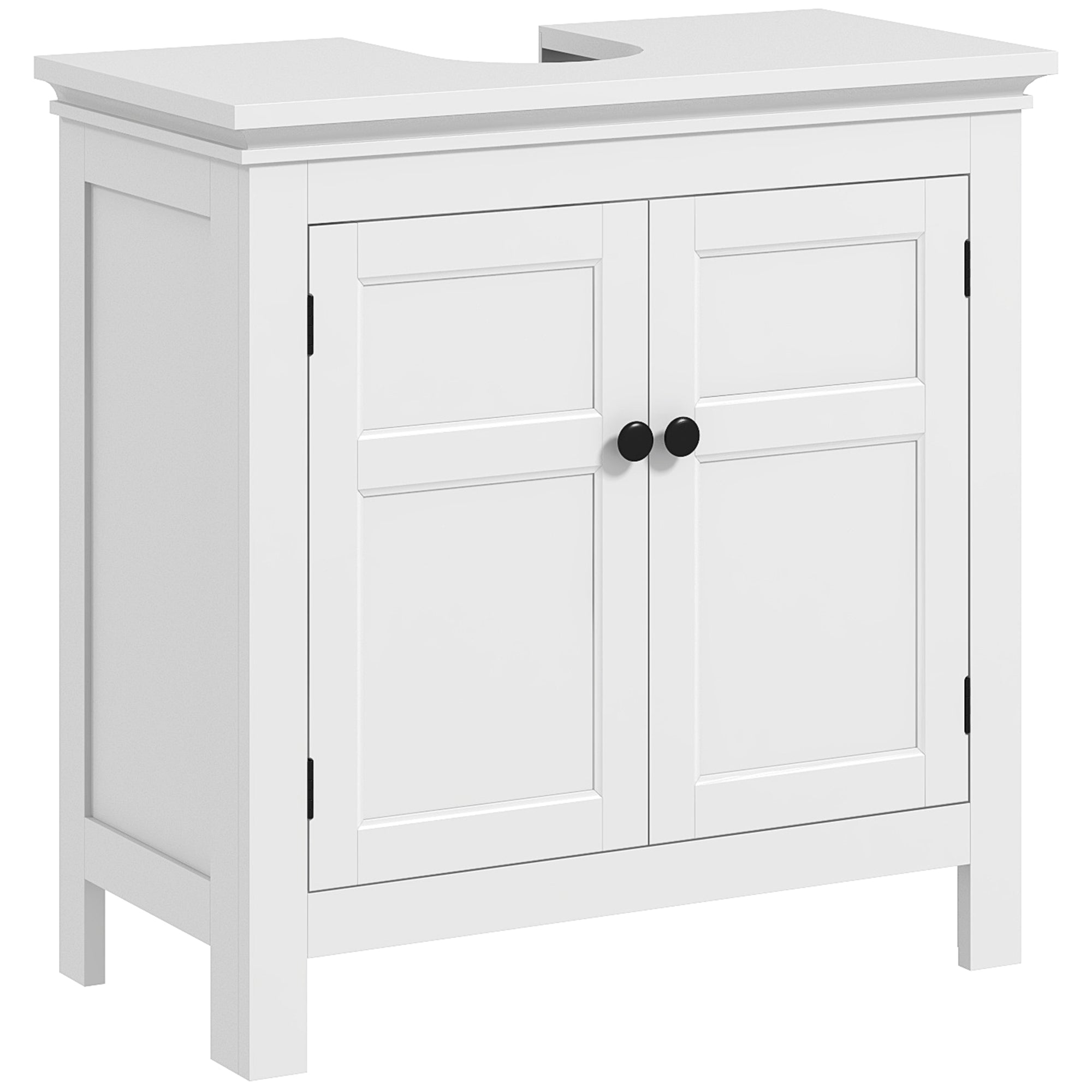 Under Sink Cabinet Modern Bathroom Vanity Unit with Adjustable Shelf and Magnetic Doors 60x30x60 cm White