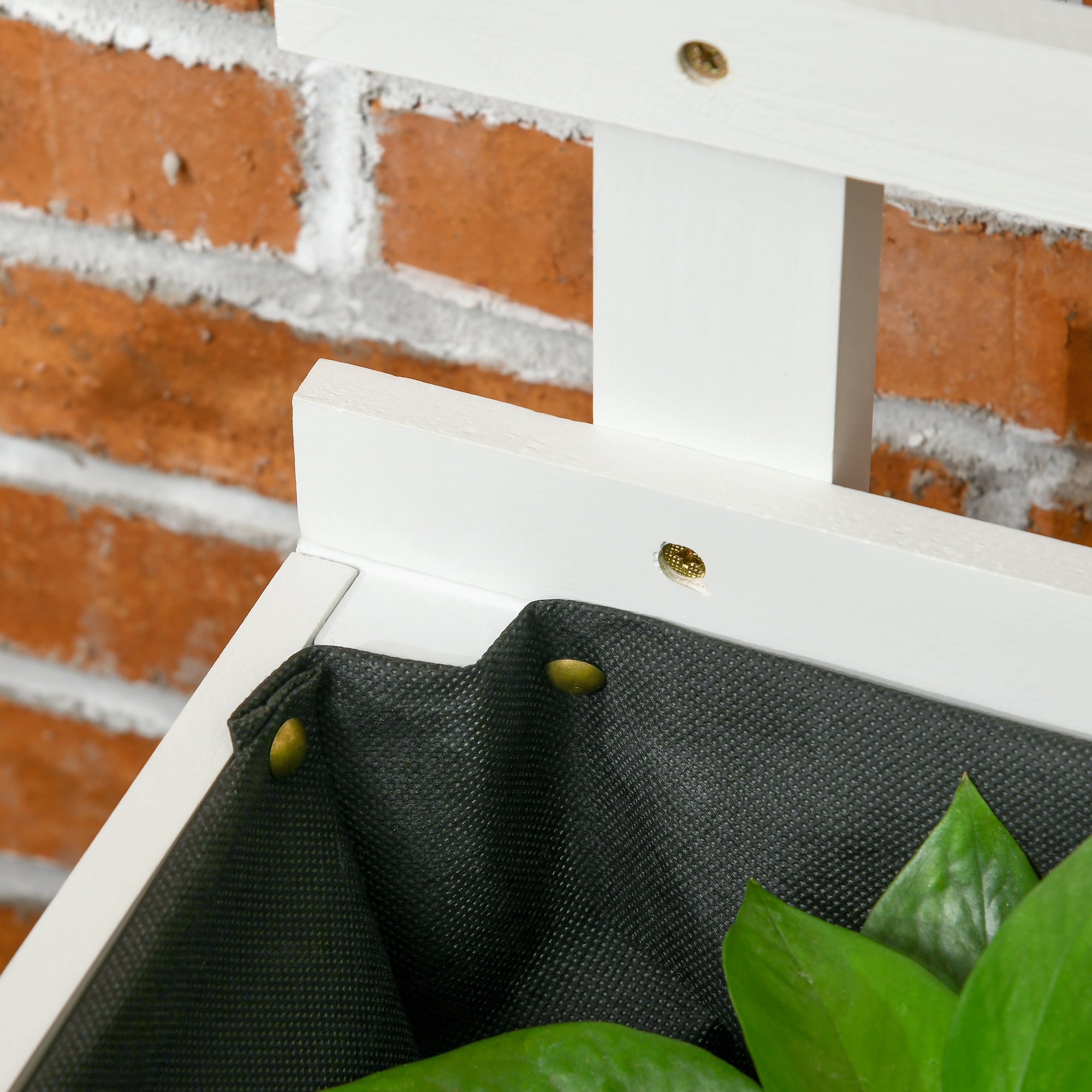 Planter Box with Trellis, Flower Box with Wheels, Raised Bed for Climbing Plants, Garden, Natural Wood, White, 76 x 30 x 155 cm