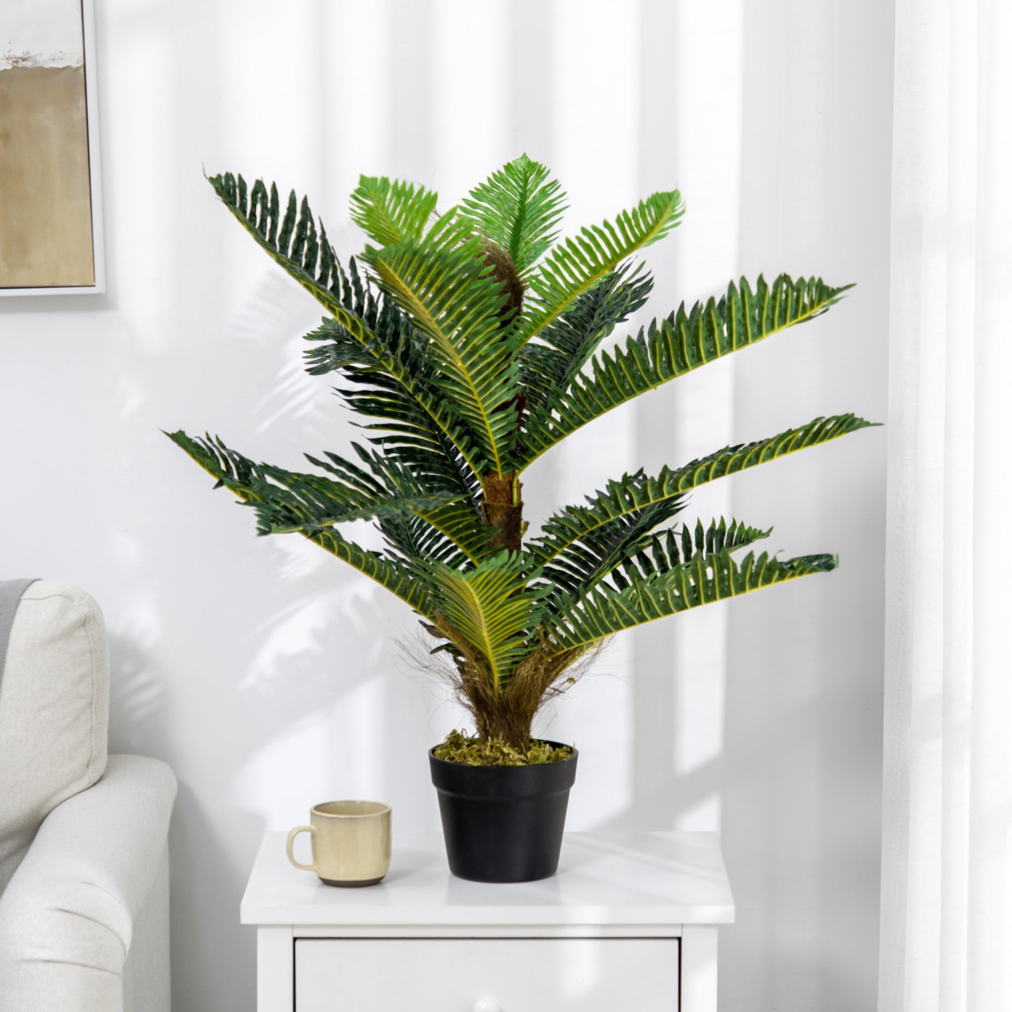 Artificial Palm Tree Plant 85 cm with 18 Large Realistic Leaves Pot Included