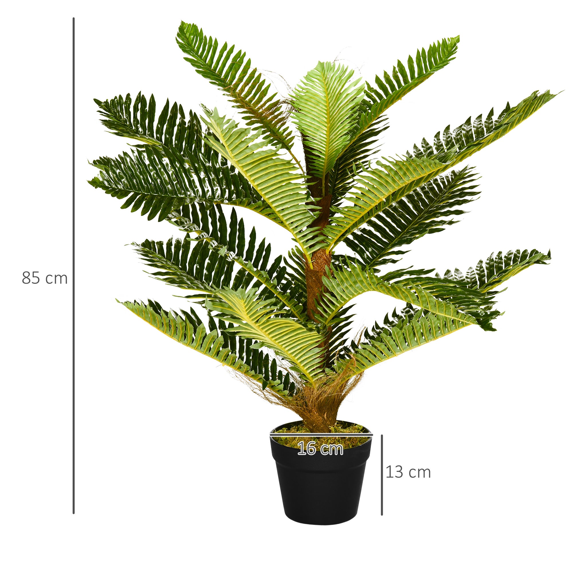 Artificial Palm Tree Plant 85 cm with 18 Large Realistic Leaves Pot Included