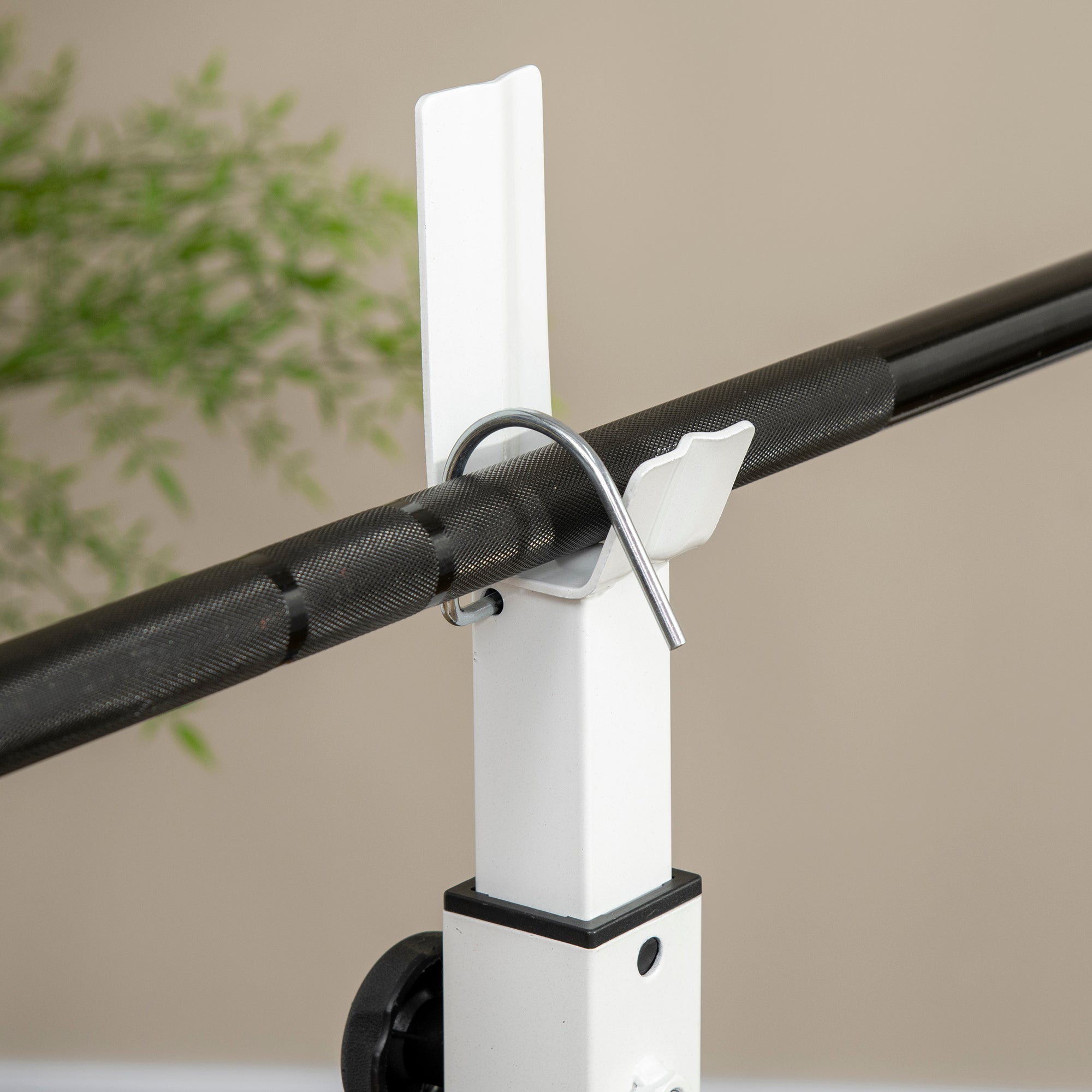 Adjustable Weight Bench, Multifunctional Training Bench with Barbell Rack, Chest Press, Leg Press, Armrest for Weight Training, Steel, Black+White