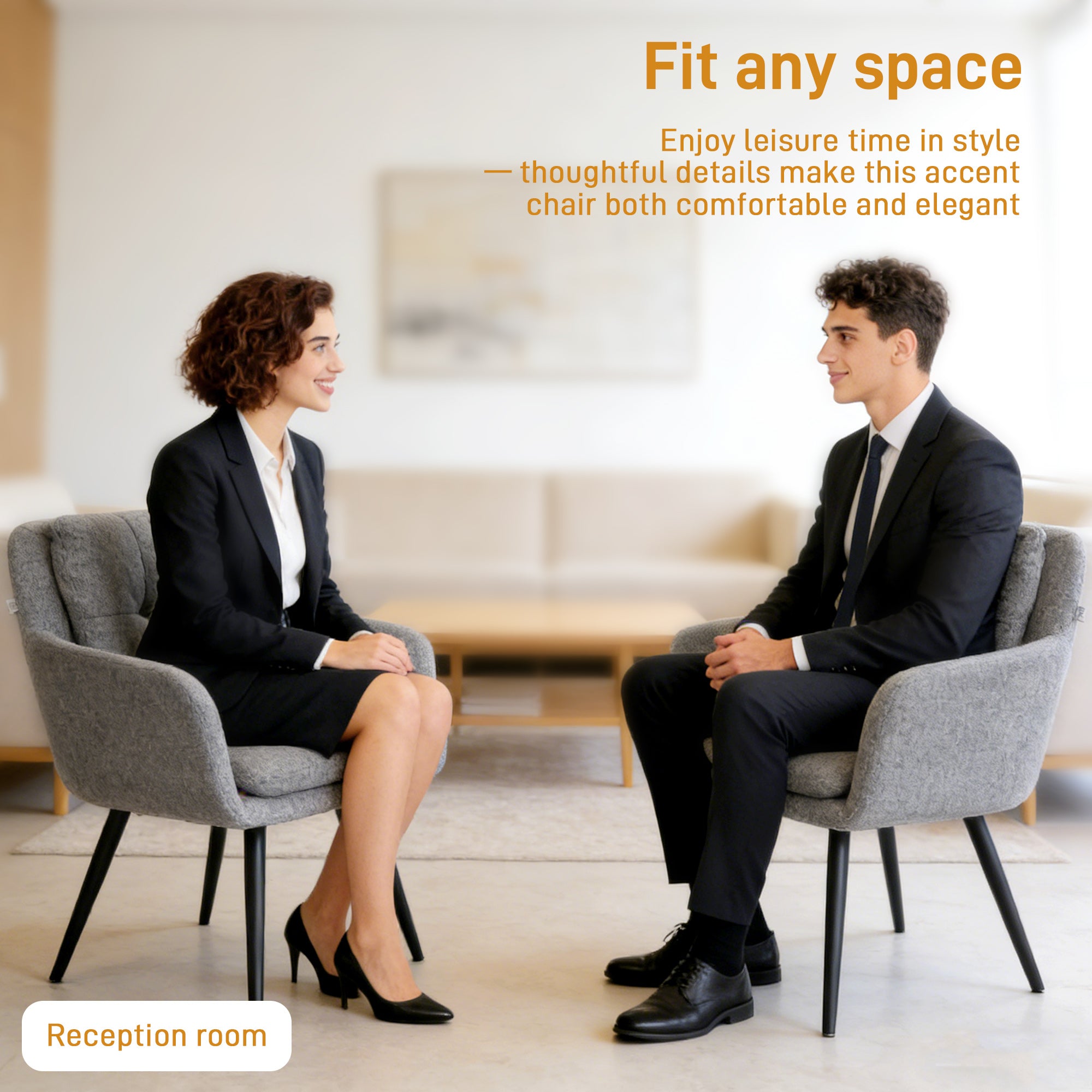 Swivel Lounge Chair, Linen-Look Padded Accent Chair for Living Room & Bedroom, Light Gray