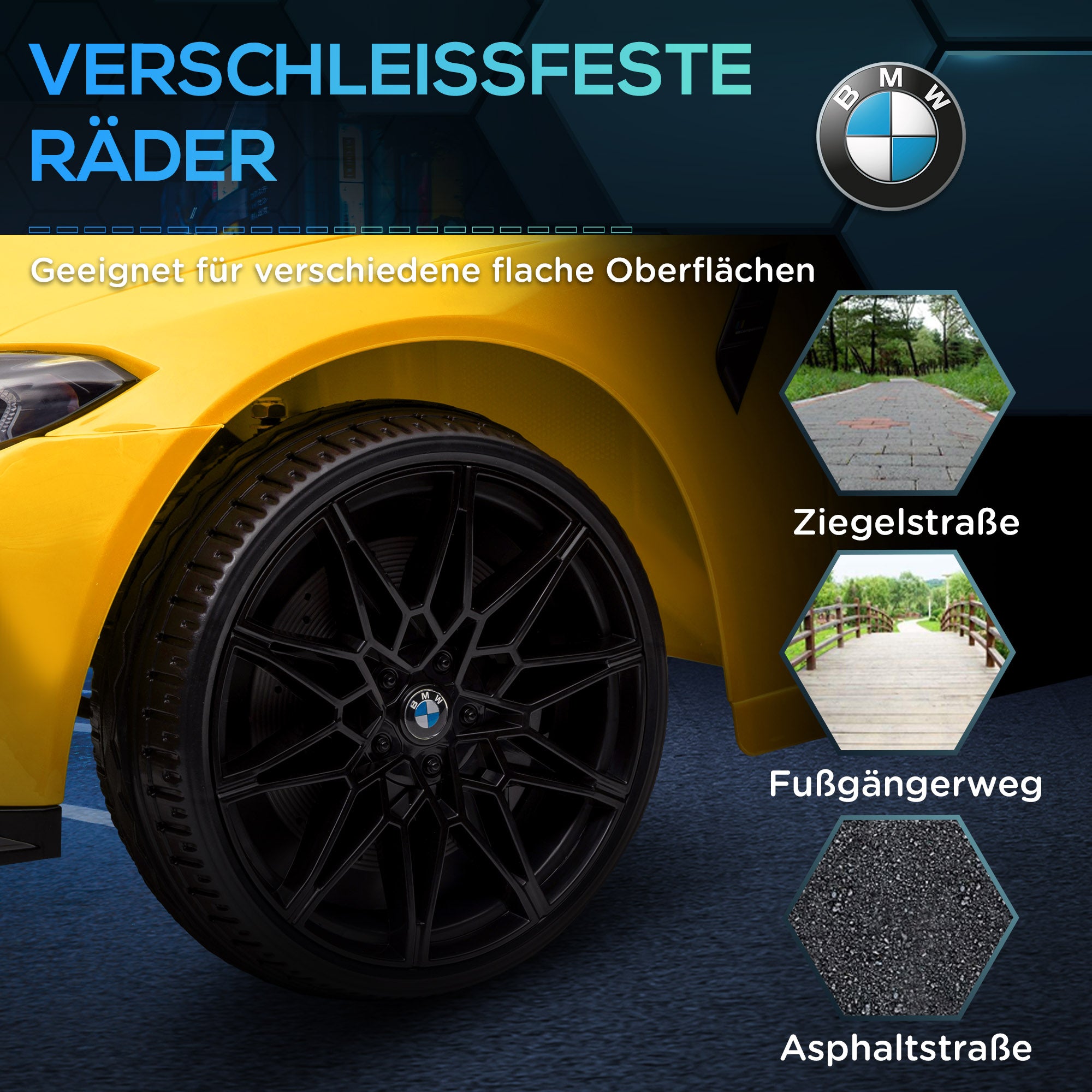 Kids Electric Car 12V Children's Vehicle with 2.4G Remote Control, Suspension, Soft Start, Electric Vehicle with MP3, USB, LED Lights, Horn, 3-5 km/h, for Children 3-5 Years, Yellow