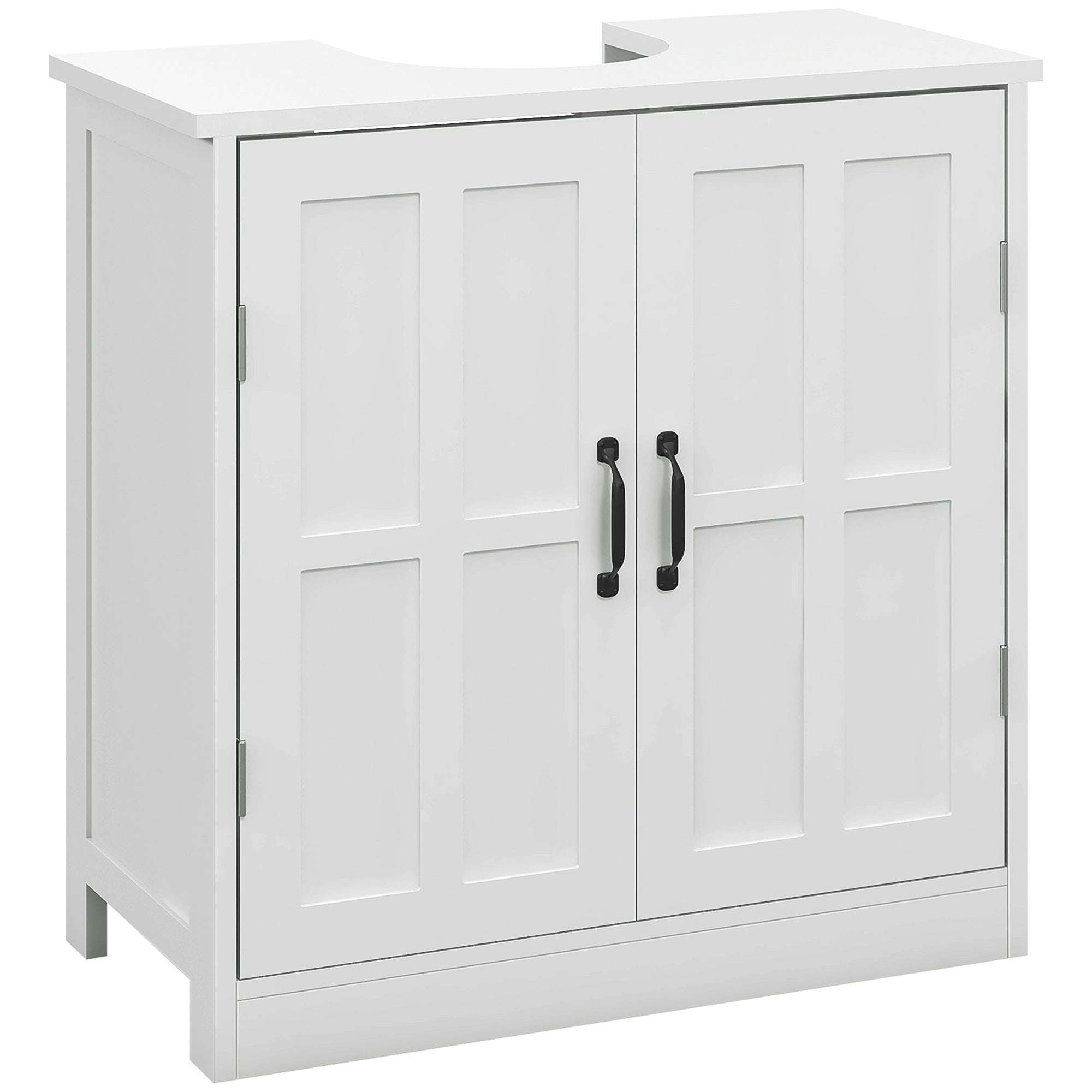 Under Sink Bathroom Cabinet with Double Door and Adjustable Shelf Load 20 kg 60x30x60 cm White