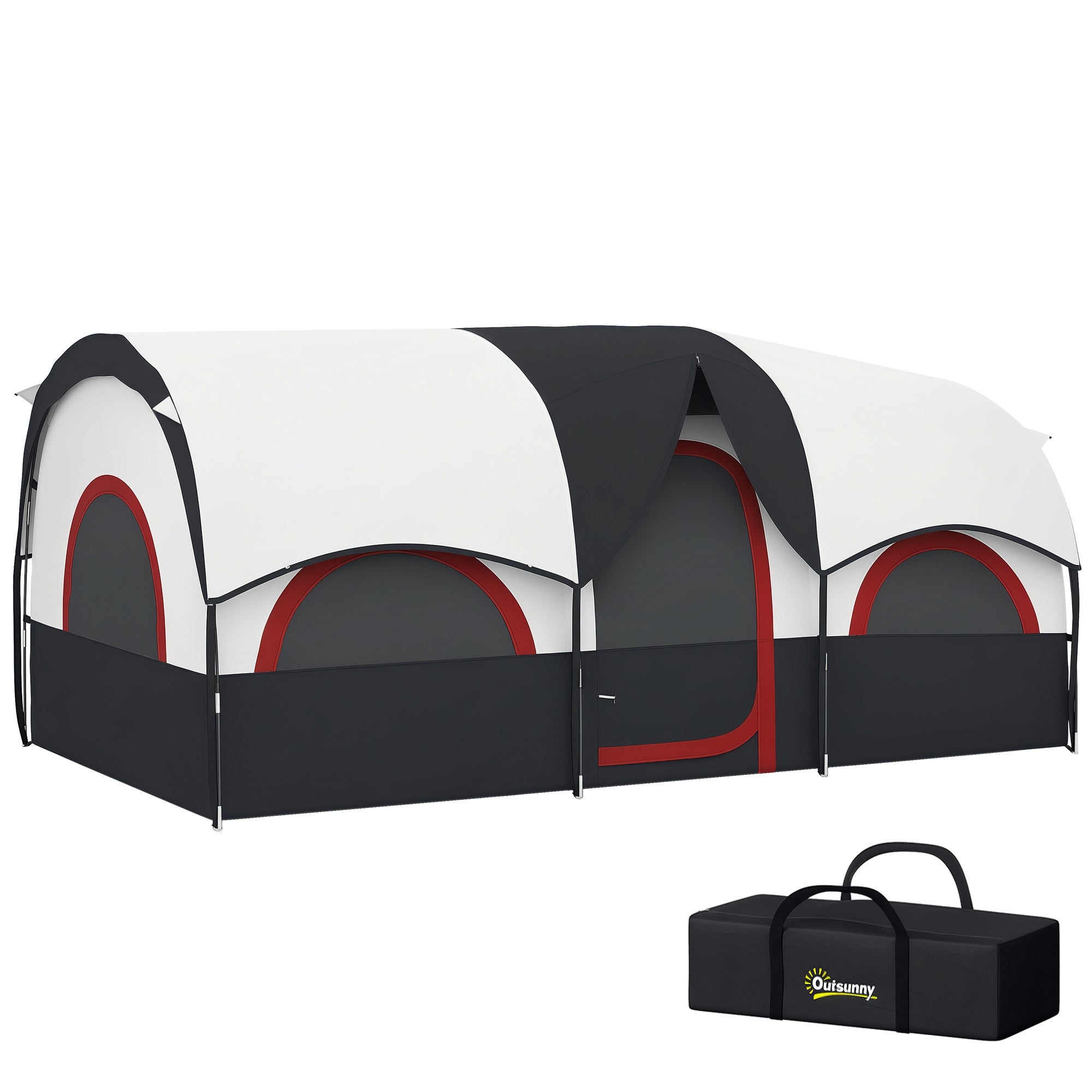 Family Tunnel Camping Tent for 4-6 People Waterproof 3000 mm Foldable Camping Tent with 2 Bedrooms Hiking Bag 171.26x98.82x76.77 inches Dark Gray and White