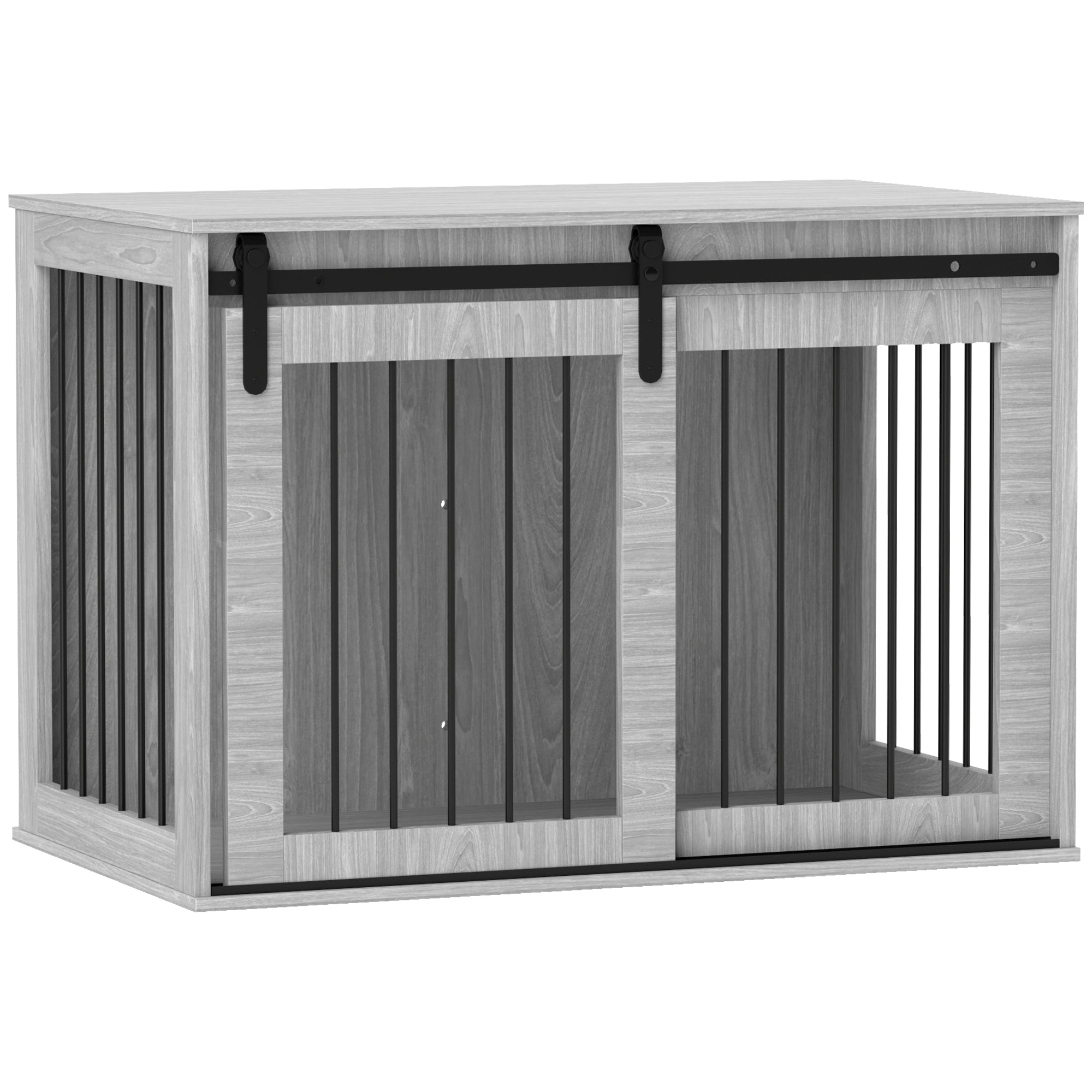 Dog Crate for Home, Lockable Dog House with Entrance, Dog Crate with Sliding Door, Dog House for Large Dogs Under 30 kg, Gray, 98 x 58 x 61 cm