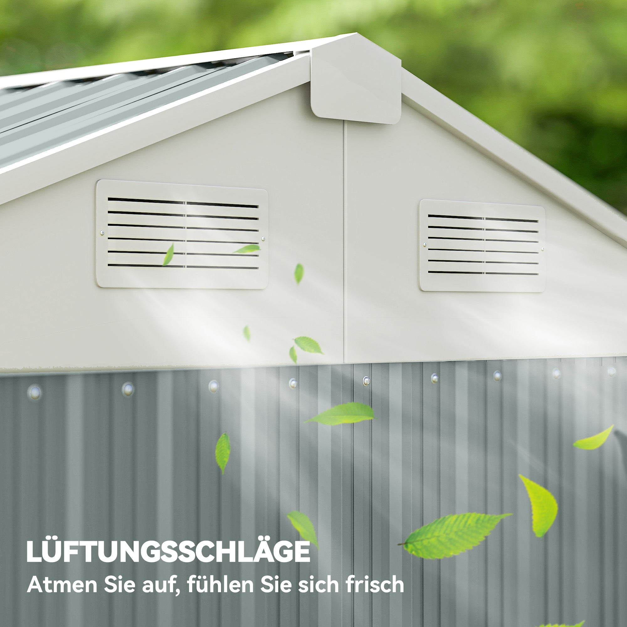 Metal Tool Shed 3.5 m² – Tall Lockable Garden Shed with Gable Roof, Vents & Gloves Included, 209 x 177 x 236 cm, Light Gray