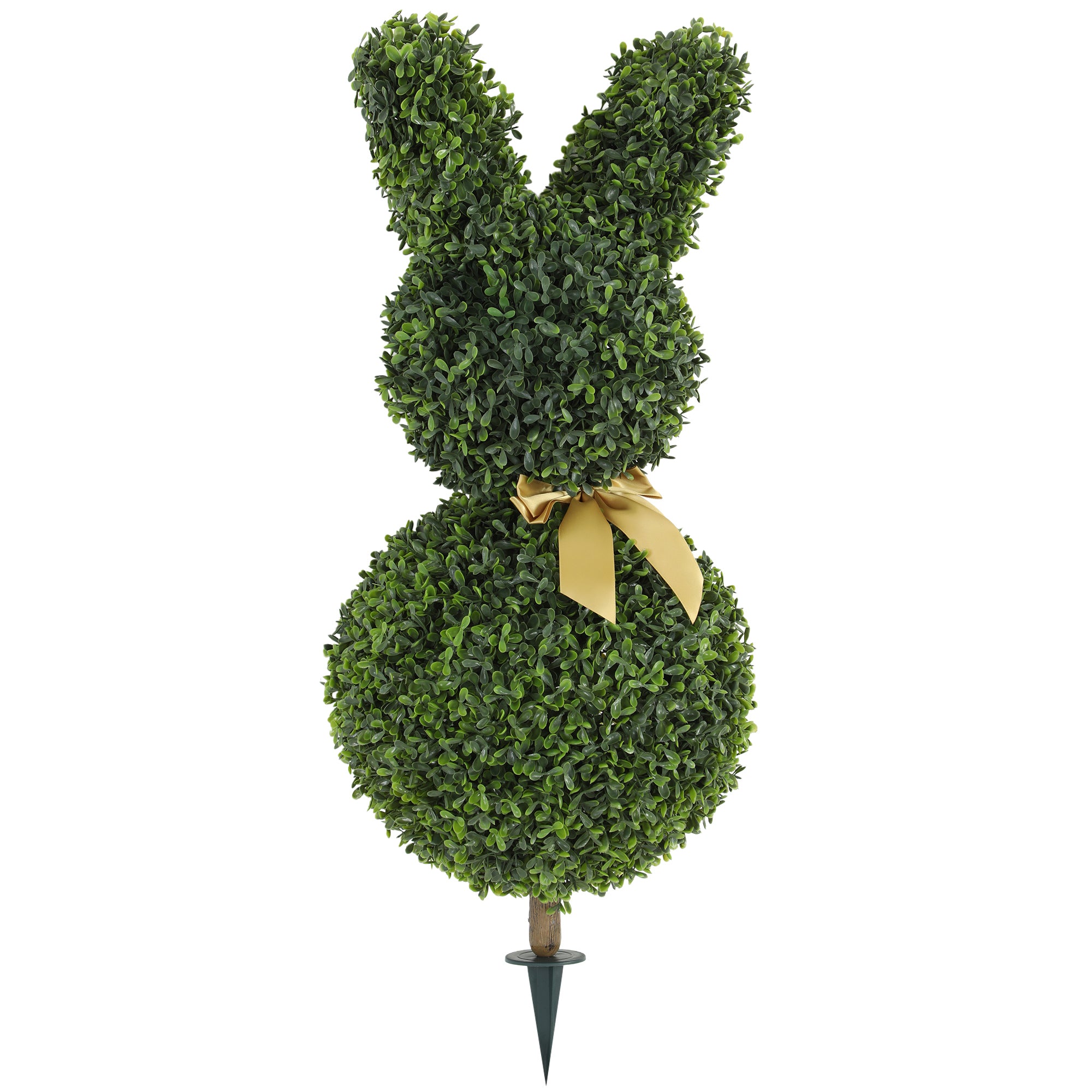 Rabbit-Shaped Artificial Boxwood Topiary, 32.7 in (83 cm) – Faux Plant with Ground Stake for Living Room, Bedroom, Office & Garden