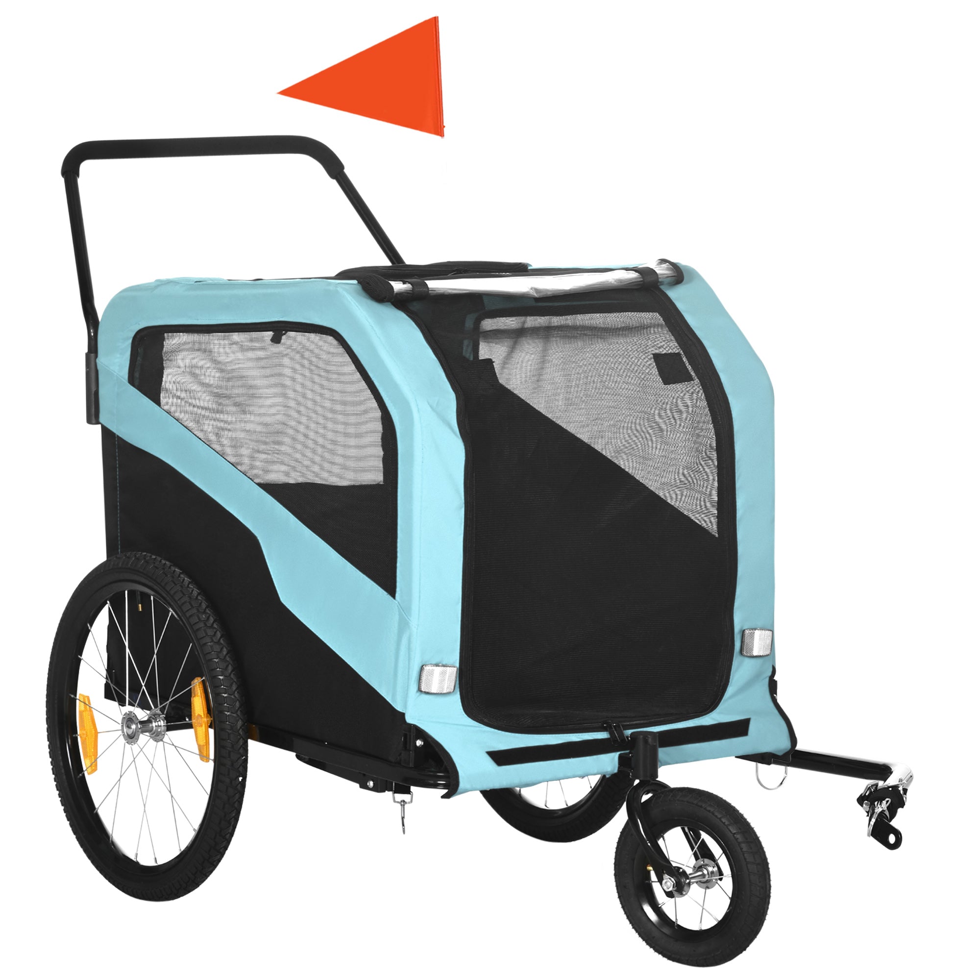 2-in-1 Dog Trailer, Bike Trailer for Dogs, Dog Cart with Reflectors, Dog Buggy max. 30 kg, Dog Bike Trailer for Large Dogs, Oxford Fabric, Blue