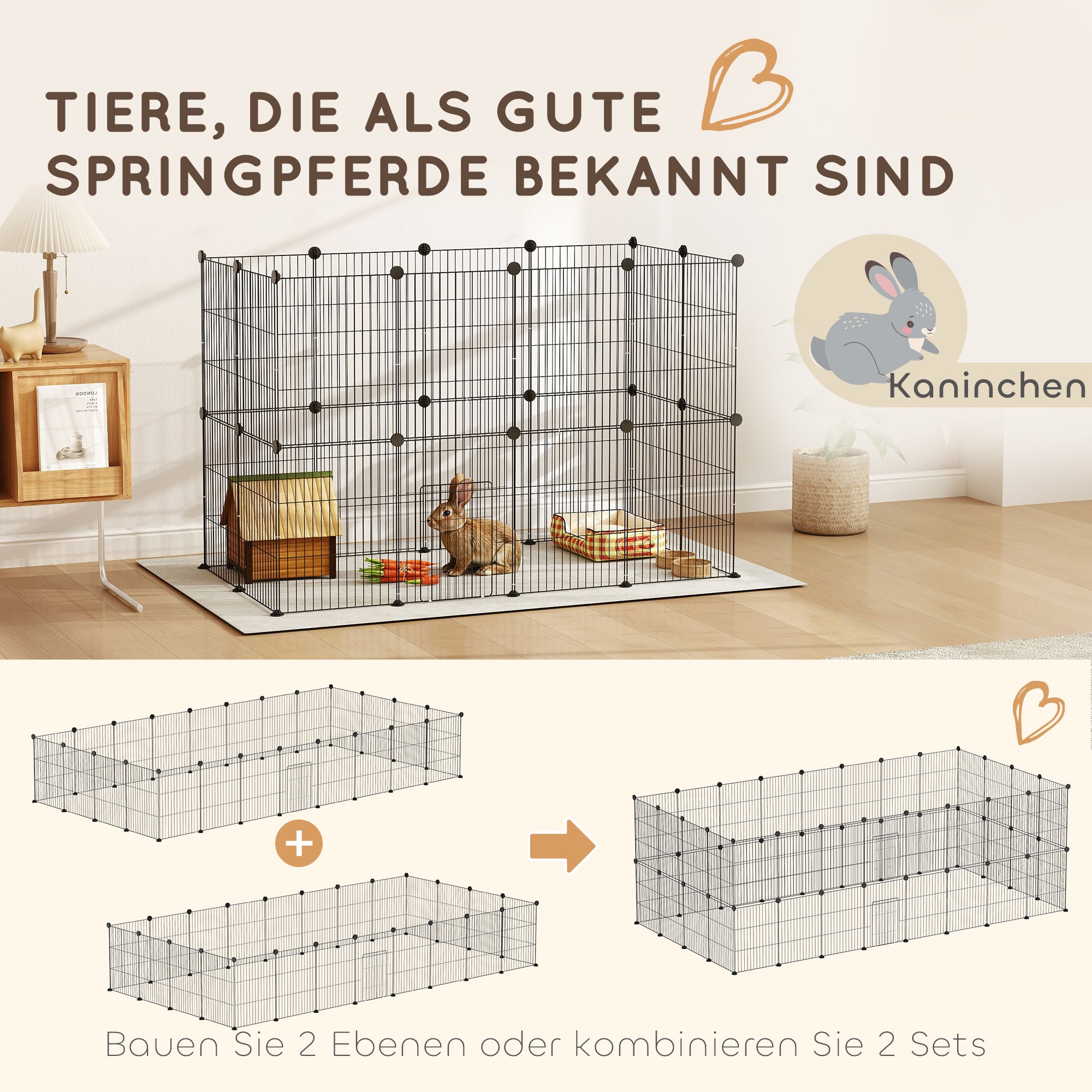 Outdoor Enclosure Small Animal Cage with Grid Door, Small Animal Cage for Guinea Pigs, Hamsters, Rabbits, 120 x 60 x 80 cm, Black