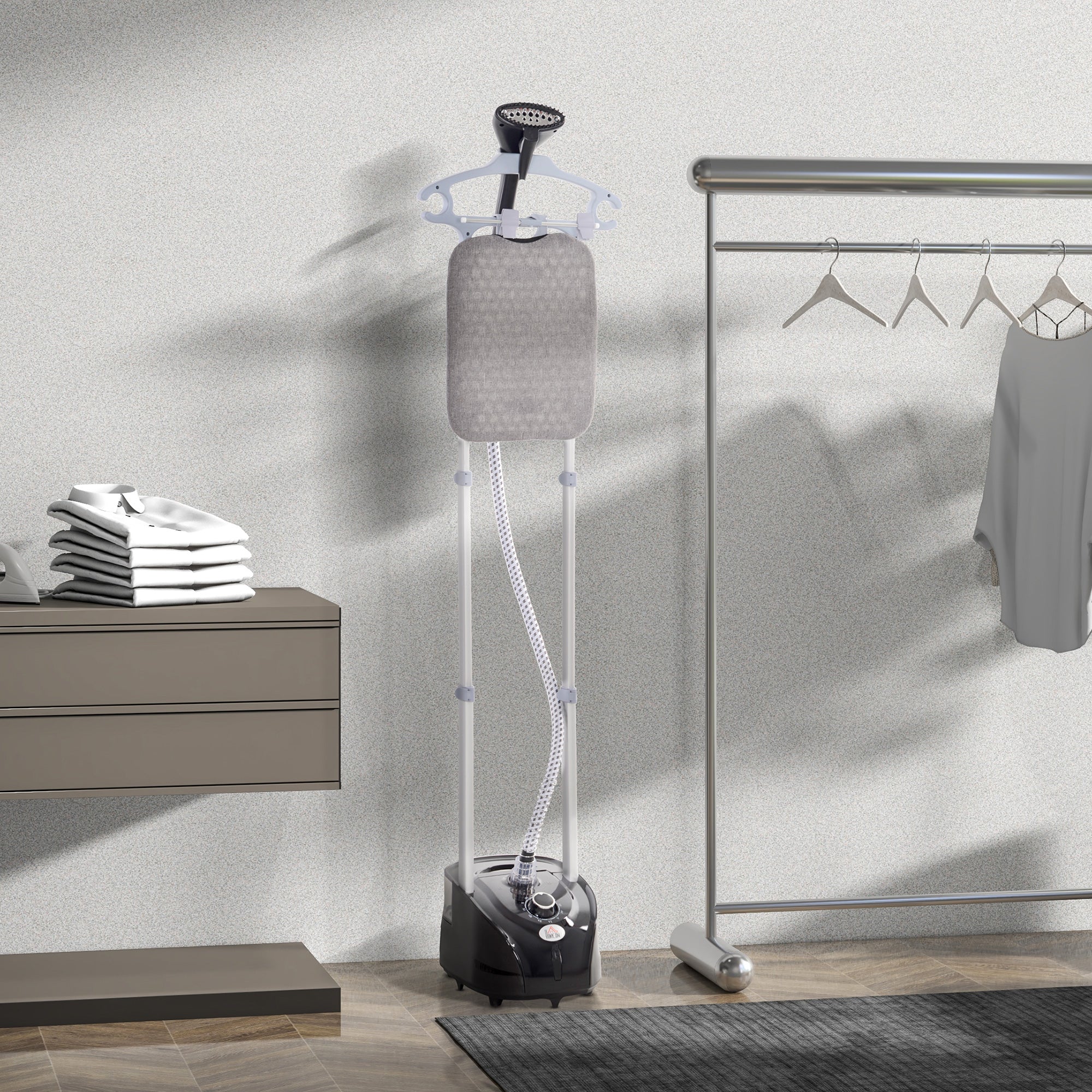 1950W 2L Vertical Steam Iron with 11 Adjustable Temperature Levels and Telescopic Rod Vertical Ironing Center for Home Office Black