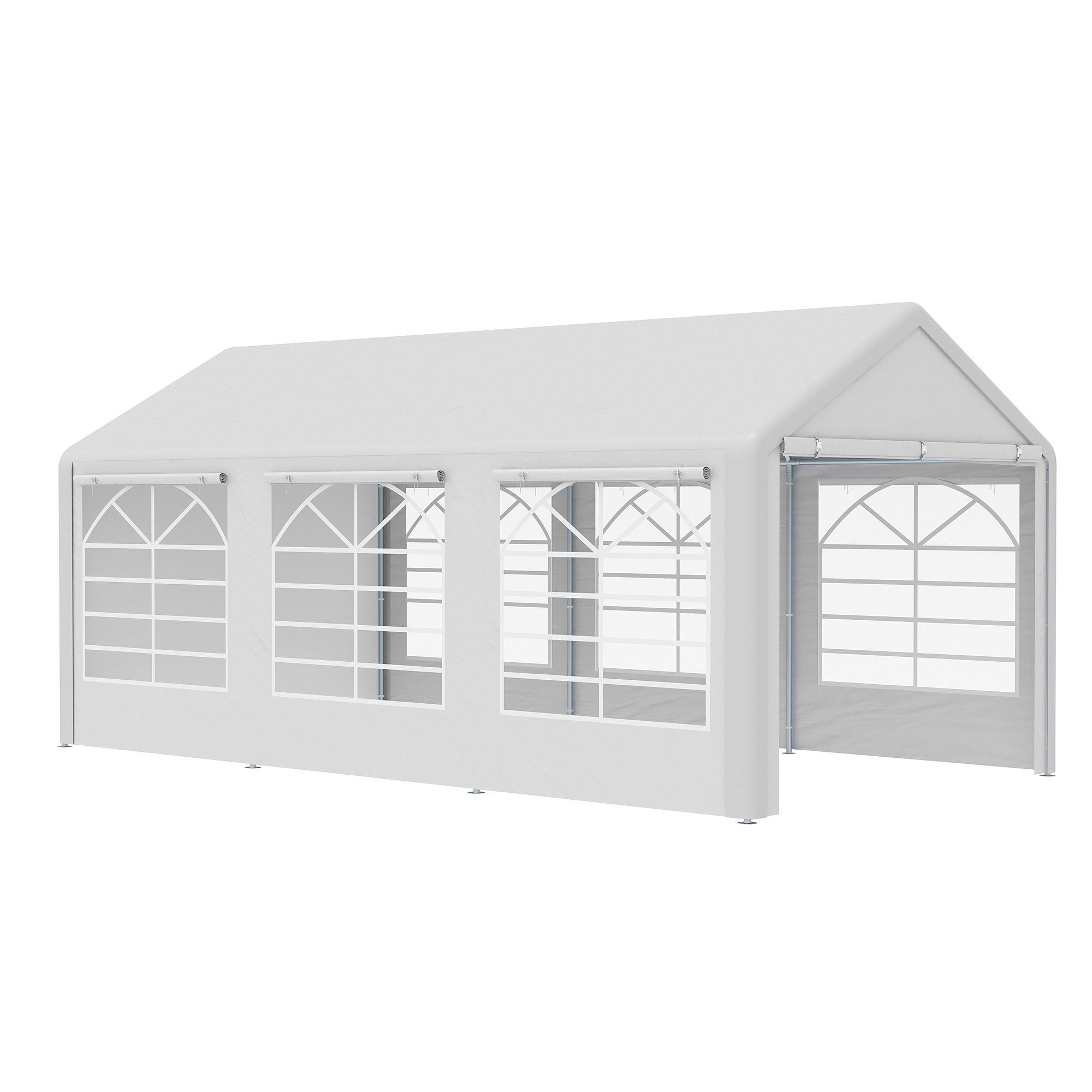 Pavilion Party Tent 3x6m Garden Marquee Gazebo with 4 Side Walls Windows Polyester+Metal White