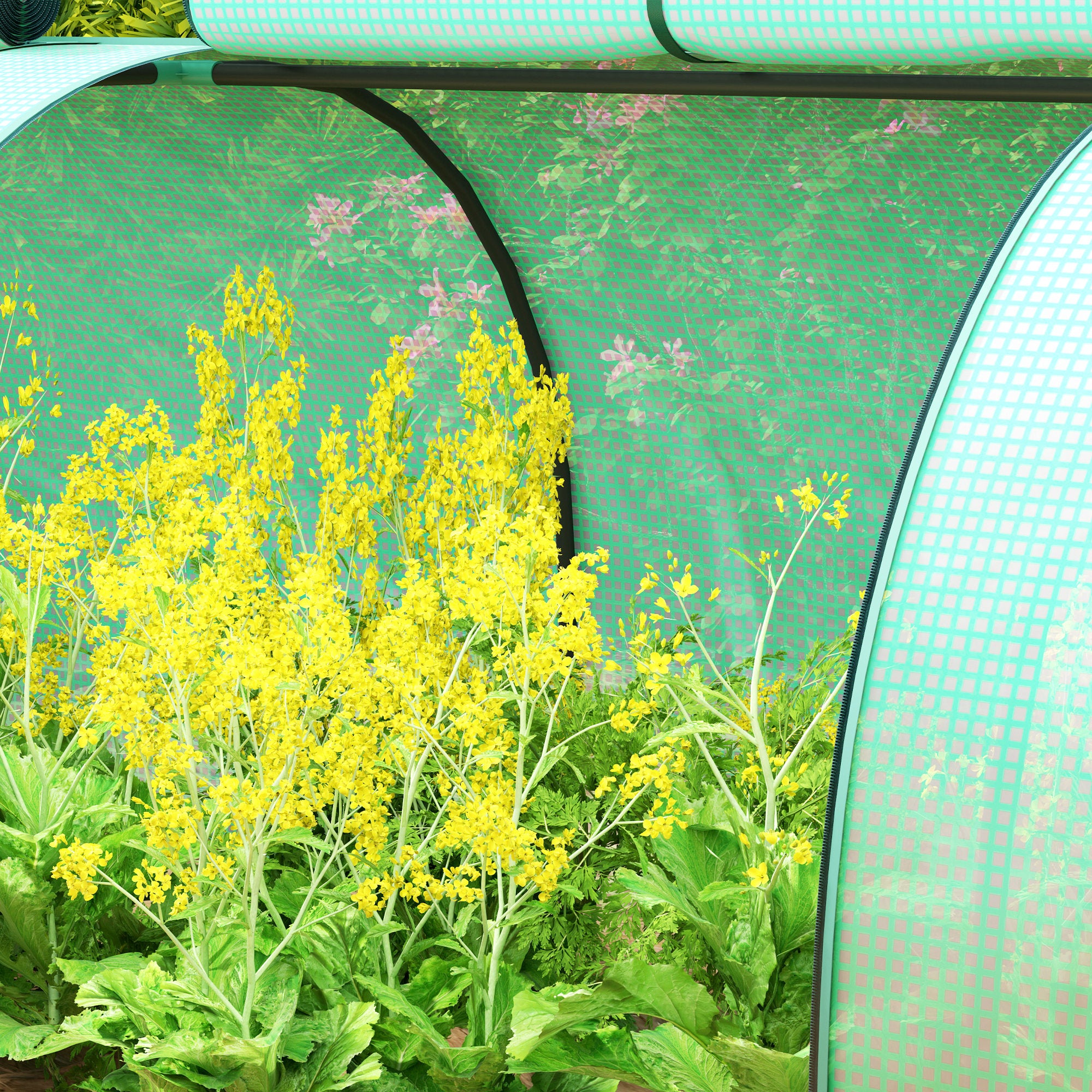 Mini Garden Greenhouse mini tunnel greenhouse tomato greenhouse 4 x 1 x 0.8 m Steel High-density PE 140 g/m² Anti-UV 4 doors with Roll-up Zip Green