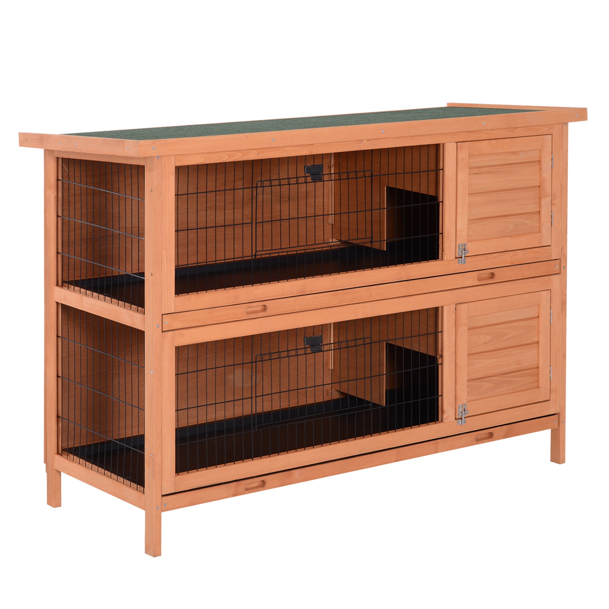 Small Animal Hutch Small Animal Cage Small Animal House Guinea Pig Hutch Double-storey Fir Wood Orange 136.4cm x 50cm x 93cm