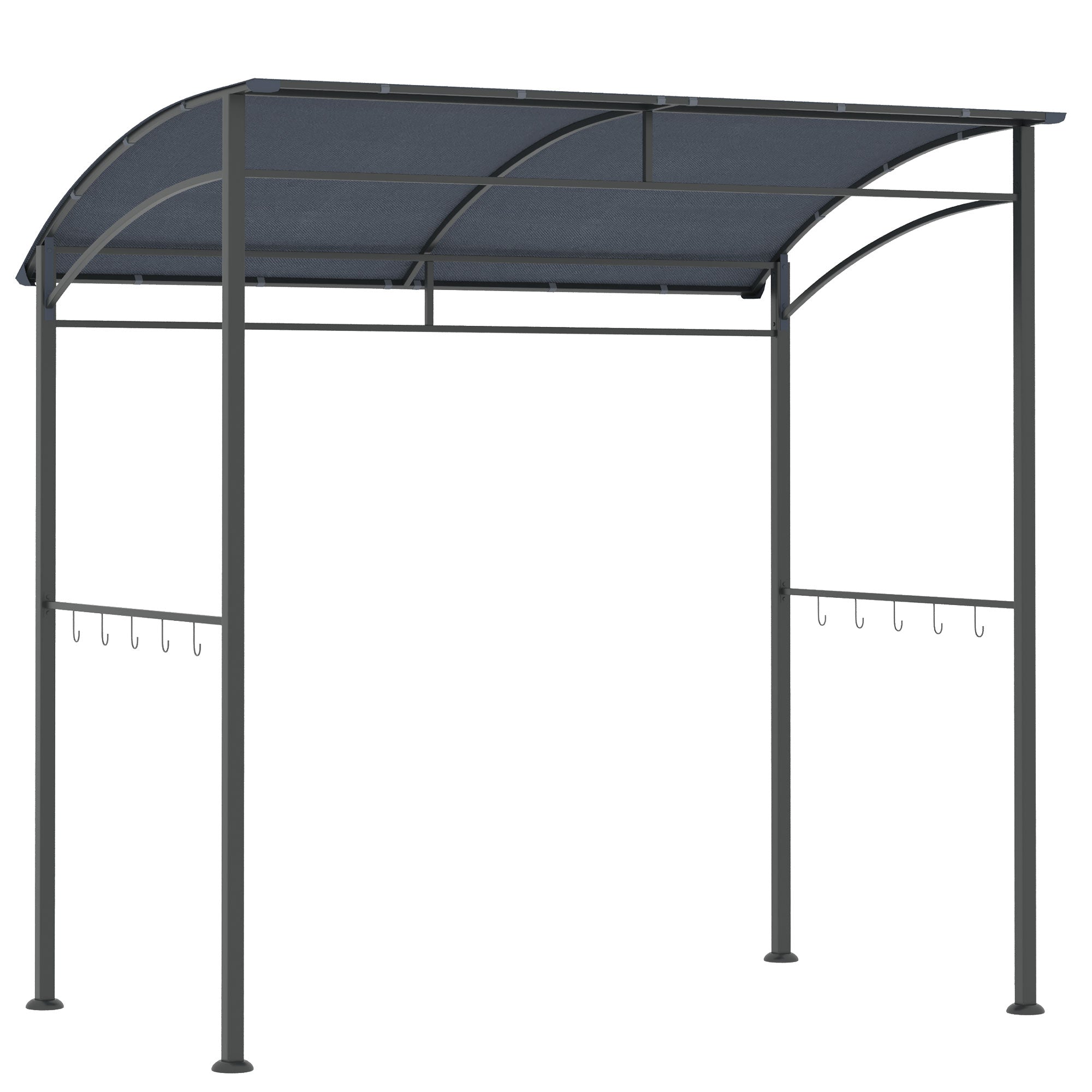 Grill Pavilion 215 x 150 x 220 cm Water-Repellent Garden Pavilion with Curved Roof, Garden Arbour with Hooks, BBQ Pavilion, Garden Tent Grill Tent Party Tent for Garden Party Picnic BBQ, Gray