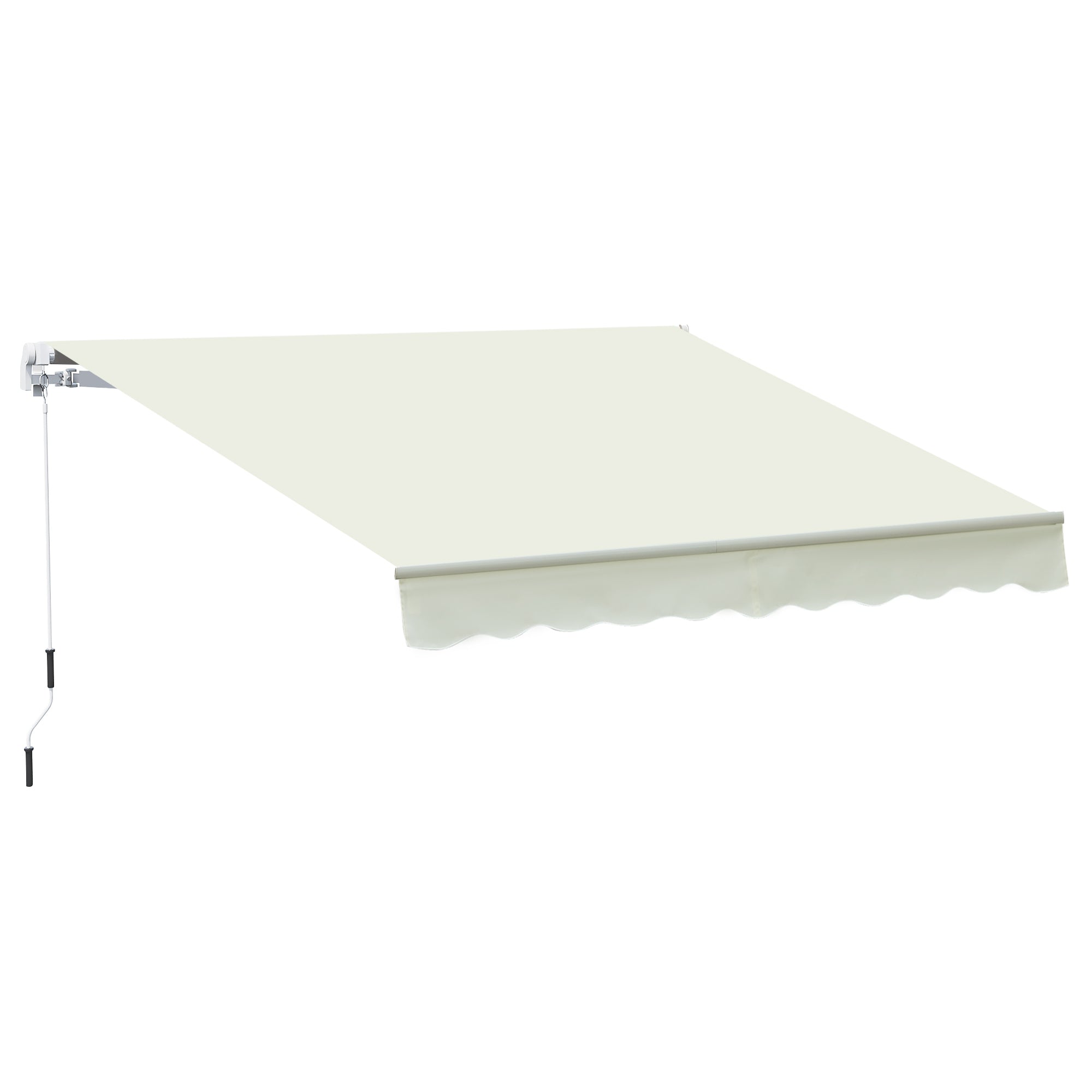 Manual Retractable Awning 295 x 245 cm Outdoor Terrace Awning with Crank, Adjustable Angle 45°-85°, Aluminum and Polyester 280 g/m², Patio Awning Cream