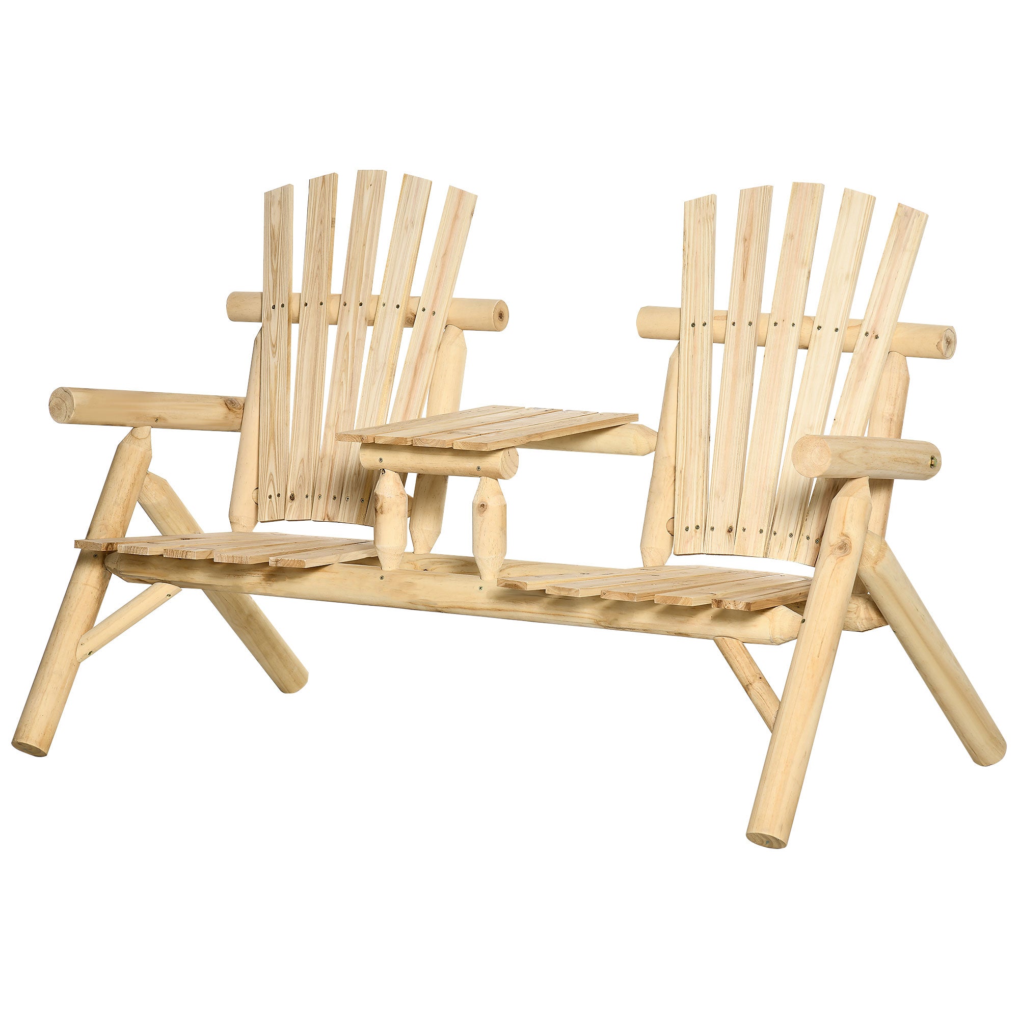 Garden Bench with Table, Garden Furniture, Bench, 2 Chairs, Solid Wood, Natural, 157 x 88 x 103 cm