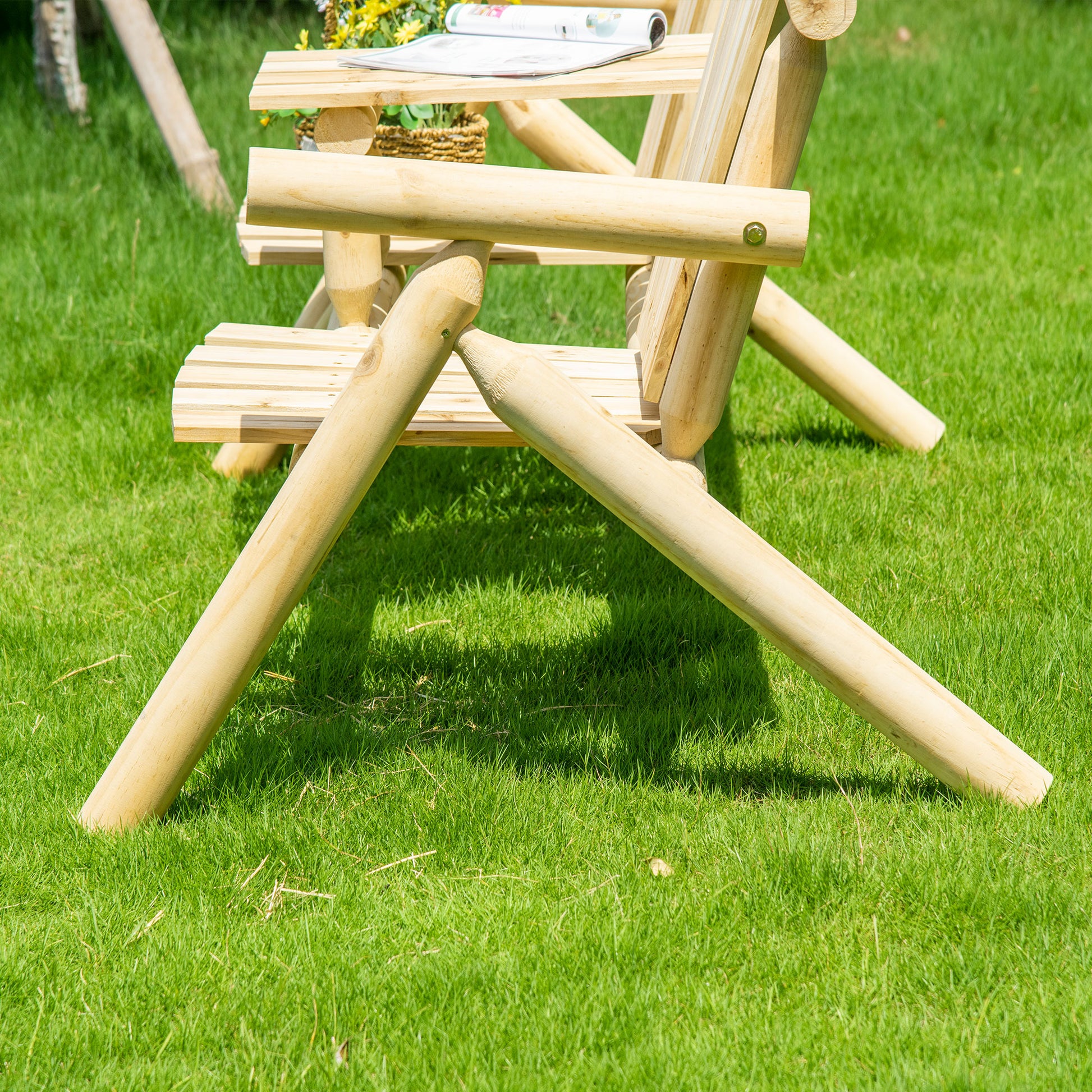 Garden Bench with Table, Garden Furniture, Bench, 2 Chairs, Solid Wood, Natural, 157 x 88 x 103 cm
