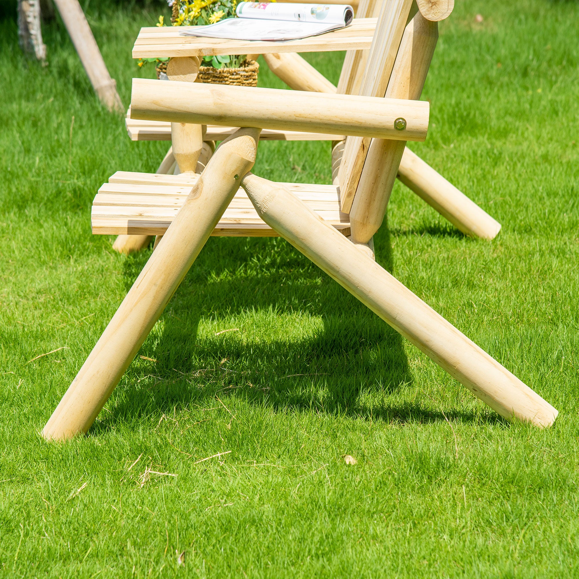Garden Bench with Table, Garden Furniture, Bench, 2 Chairs, Solid Wood, Natural, 157 x 88 x 103 cm