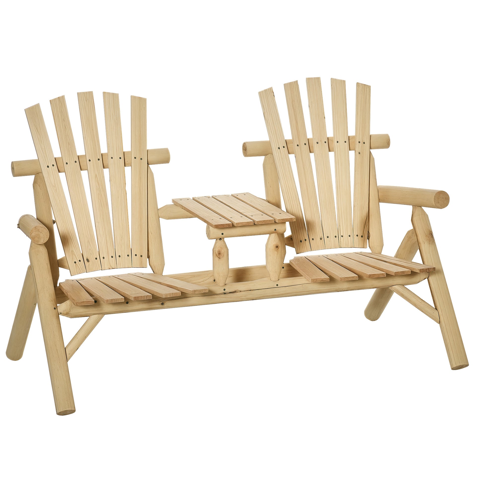 Garden Bench with Table, Garden Furniture, Bench, 2 Chairs, Solid Wood, Natural, 157 x 88 x 103 cm