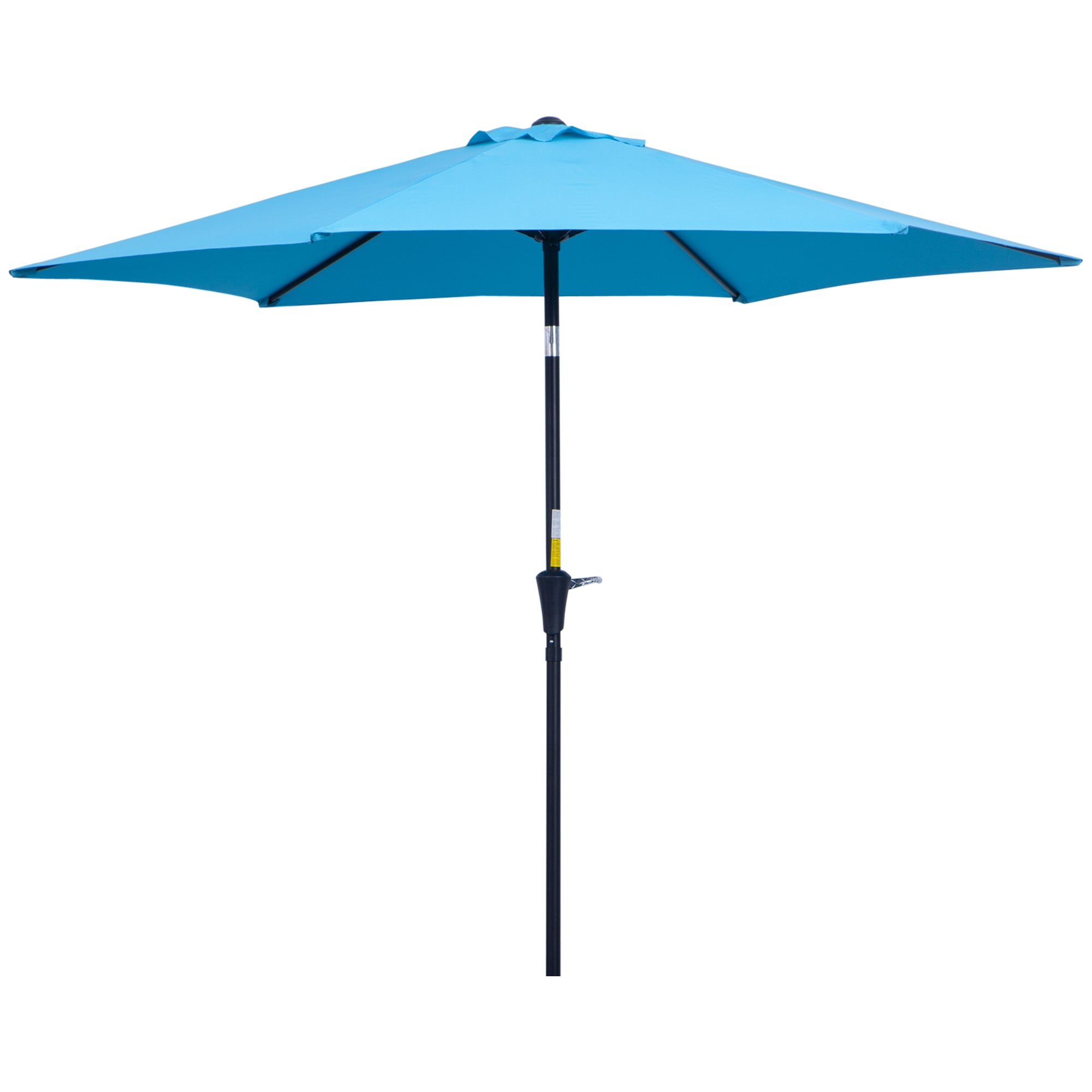 Garden Umbrella Ø2.6x2.35m Tiltable with Crank Handle, Outdoor Umbrella with 6 Aluminum Struts, Metal and Polyester 180g/㎡, Blue