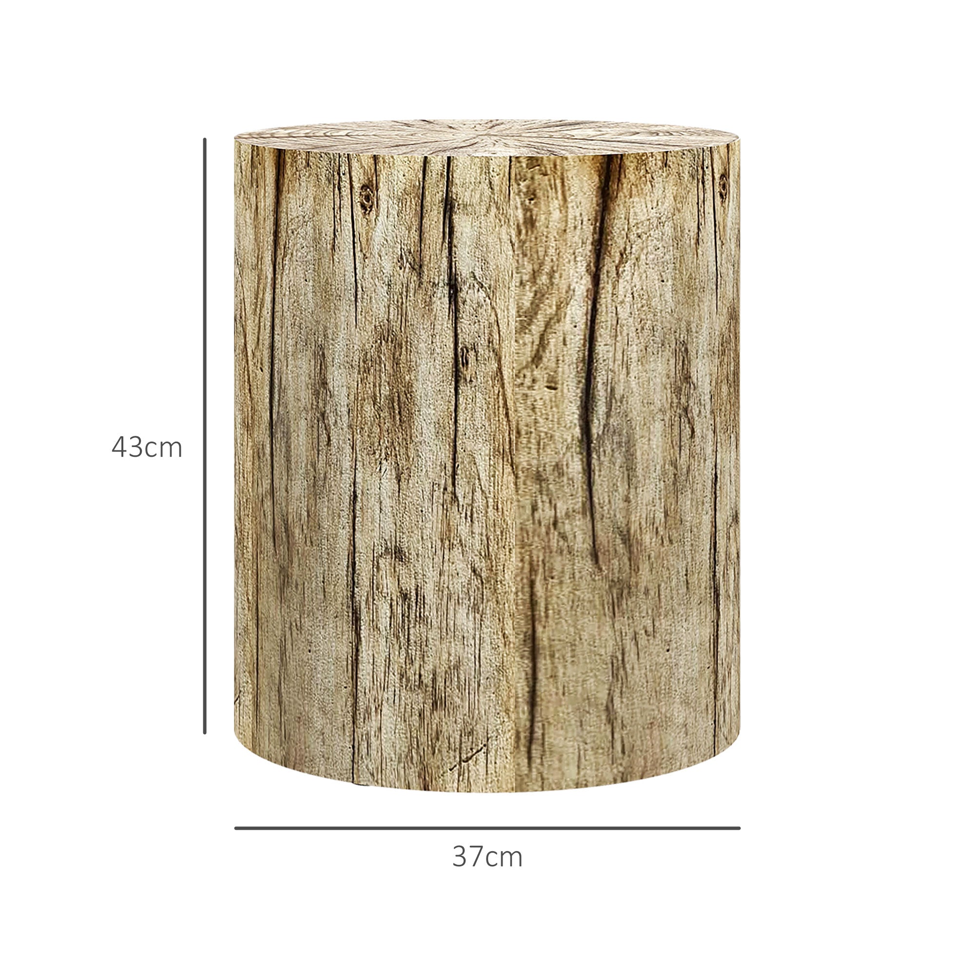Side Table, Coffee Table in Tree Stump Design, Round Nightstand, Side Table for Living Room, Garden, Natural, Ø37 x 43 cm