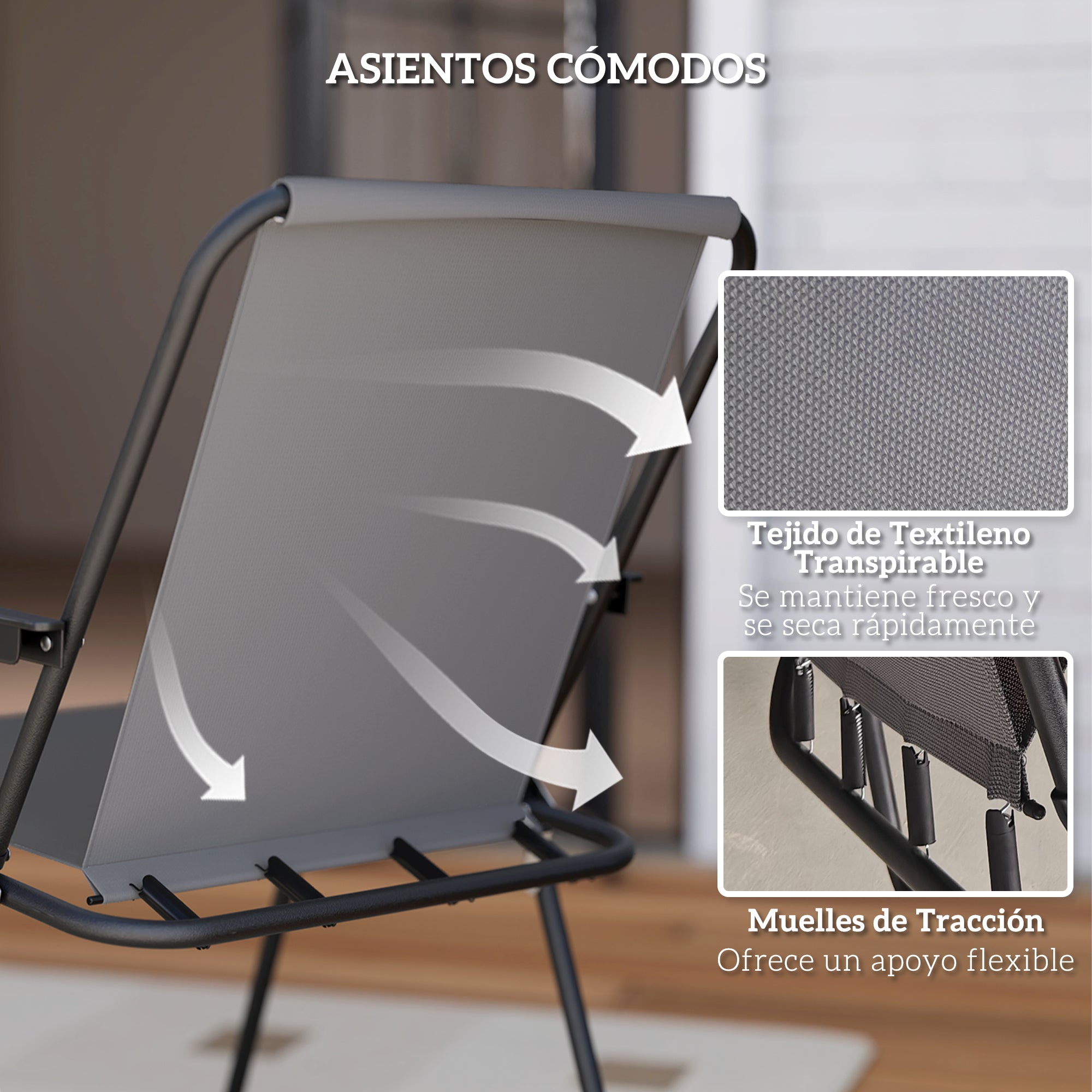 6-Piece Garden Table and Chairs Set Outdoor Furniture with 4 Folding Chairs Glass Table and Umbrella for Terrace Patio Gray