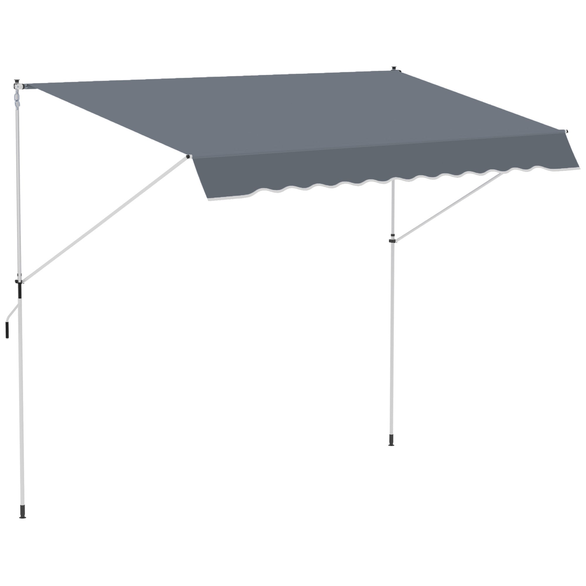 4x1.2m Retractable Arm Awning, Outdoor Sunshade Awning with Aluminum Crank and 180gsm Polyester Fabric, for Garden, Balcony, and Terrace, Dark Grey